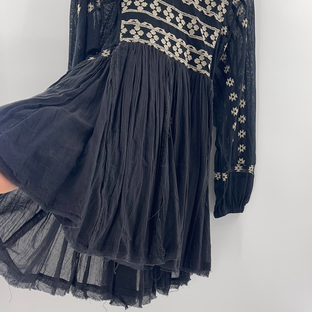 Free People Mesh Embroidered Dress (XS)