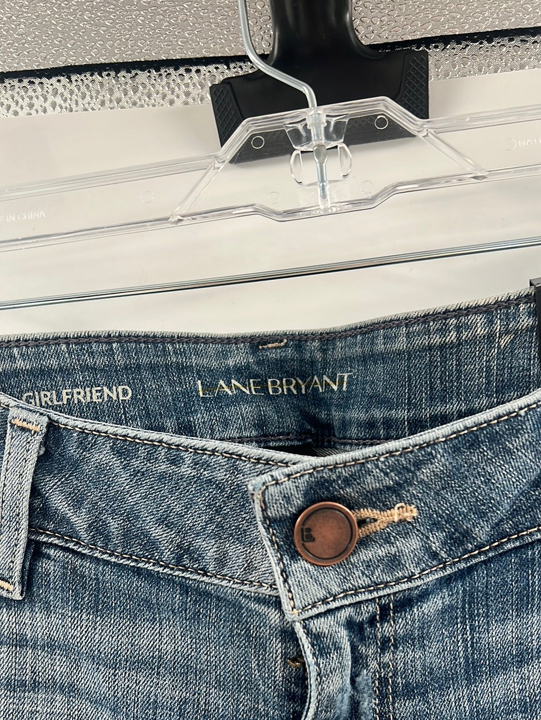 Lane Bryant Girlfriend Blue Tipped Patchwork Jeans (Size 16 R)