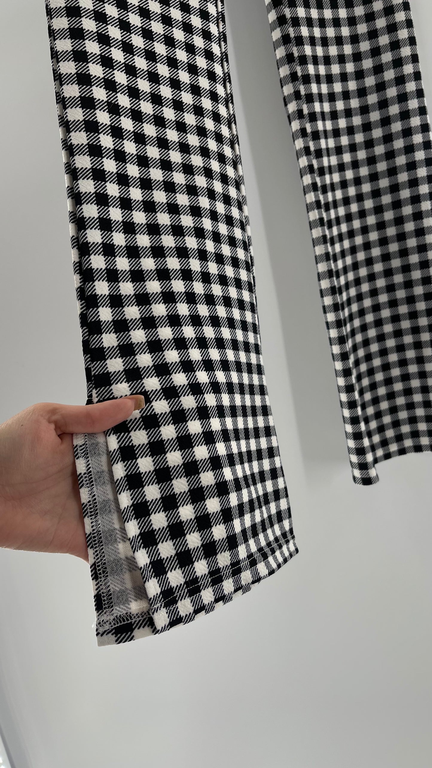 High Waisted Checkerboard Flare Pants (Small)