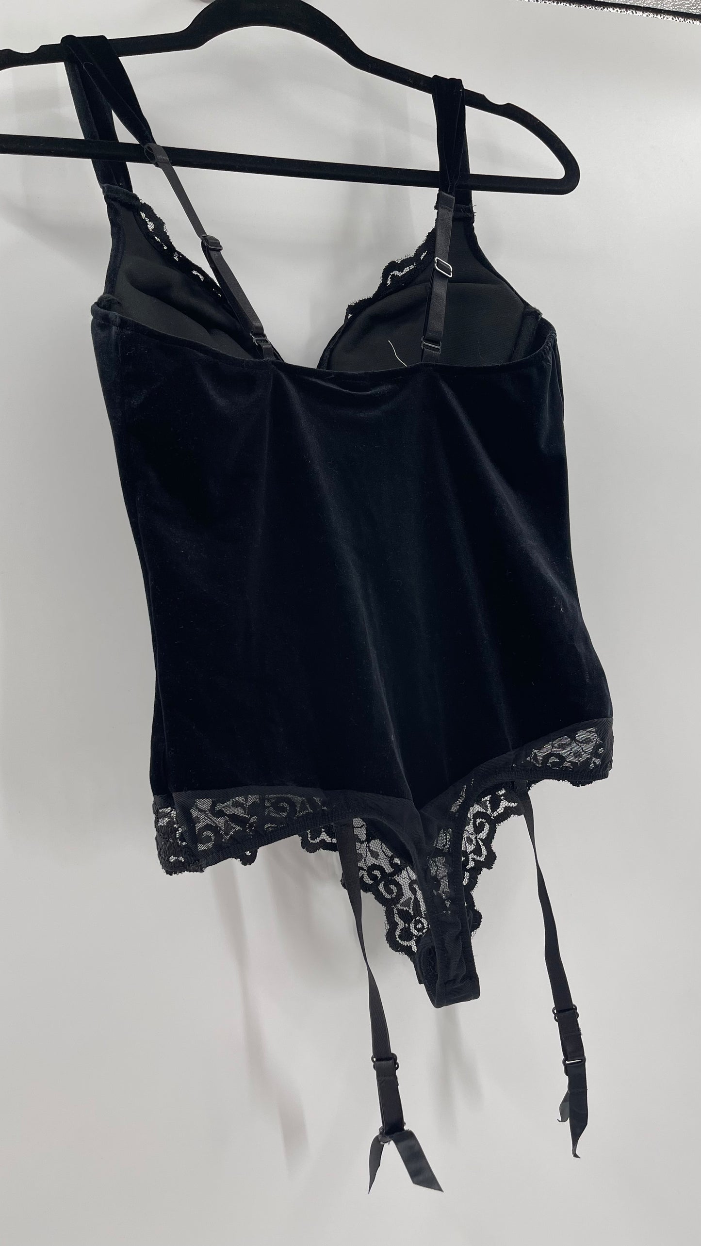 Deadstock Vintage Victoria’s Secret Black Velvet Corseted Body (Large)
