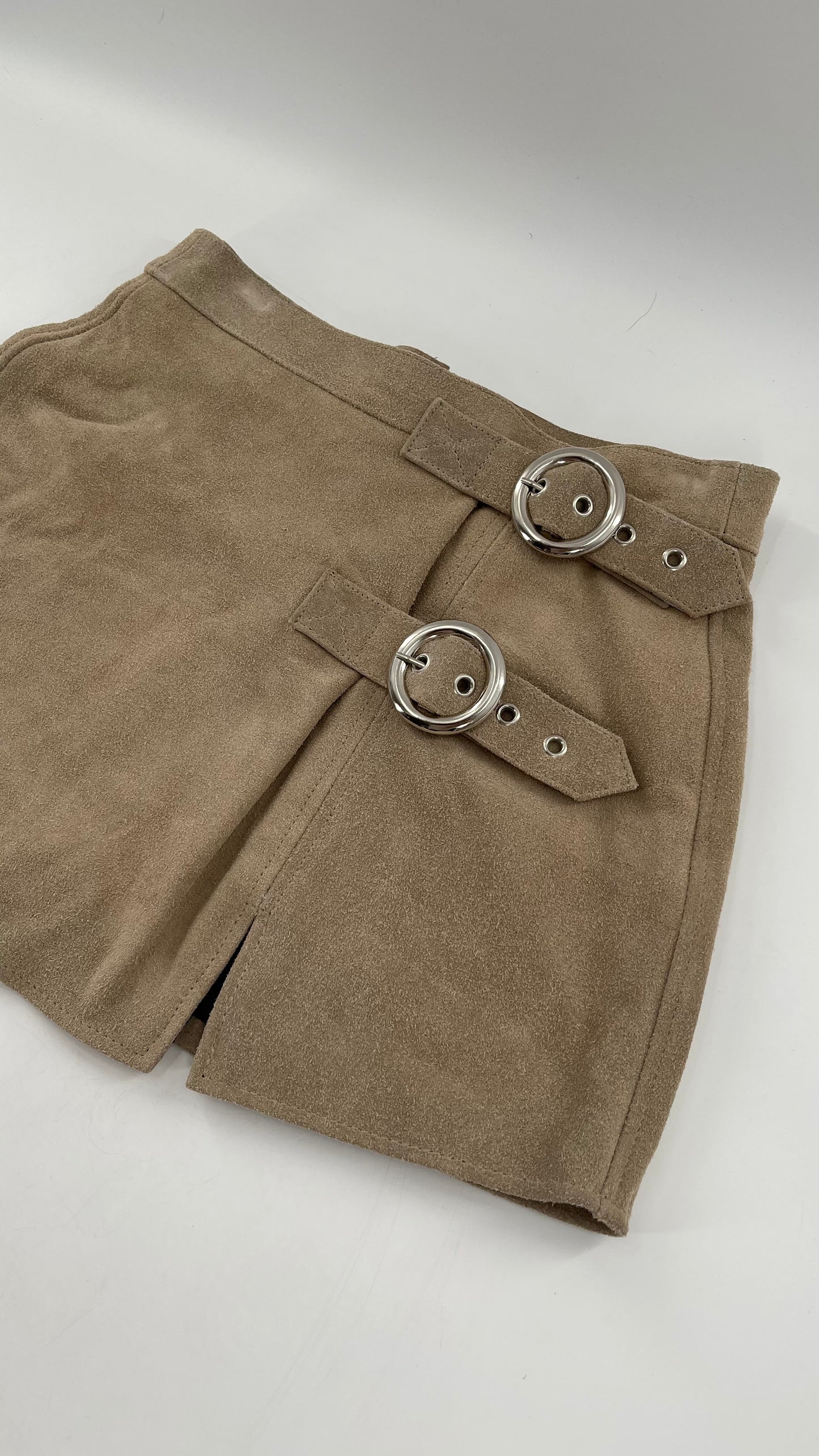 Free People Understated Genuine Suede Light Tan