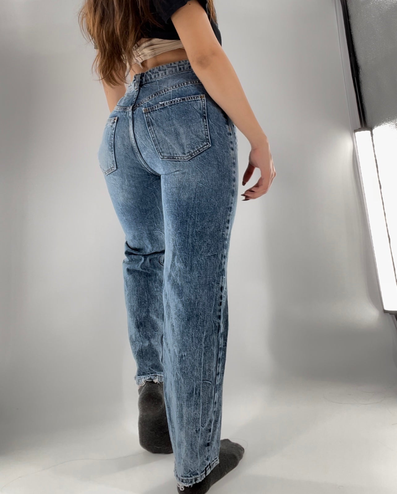 Free People Medium Wash Distressed Jeans (26)