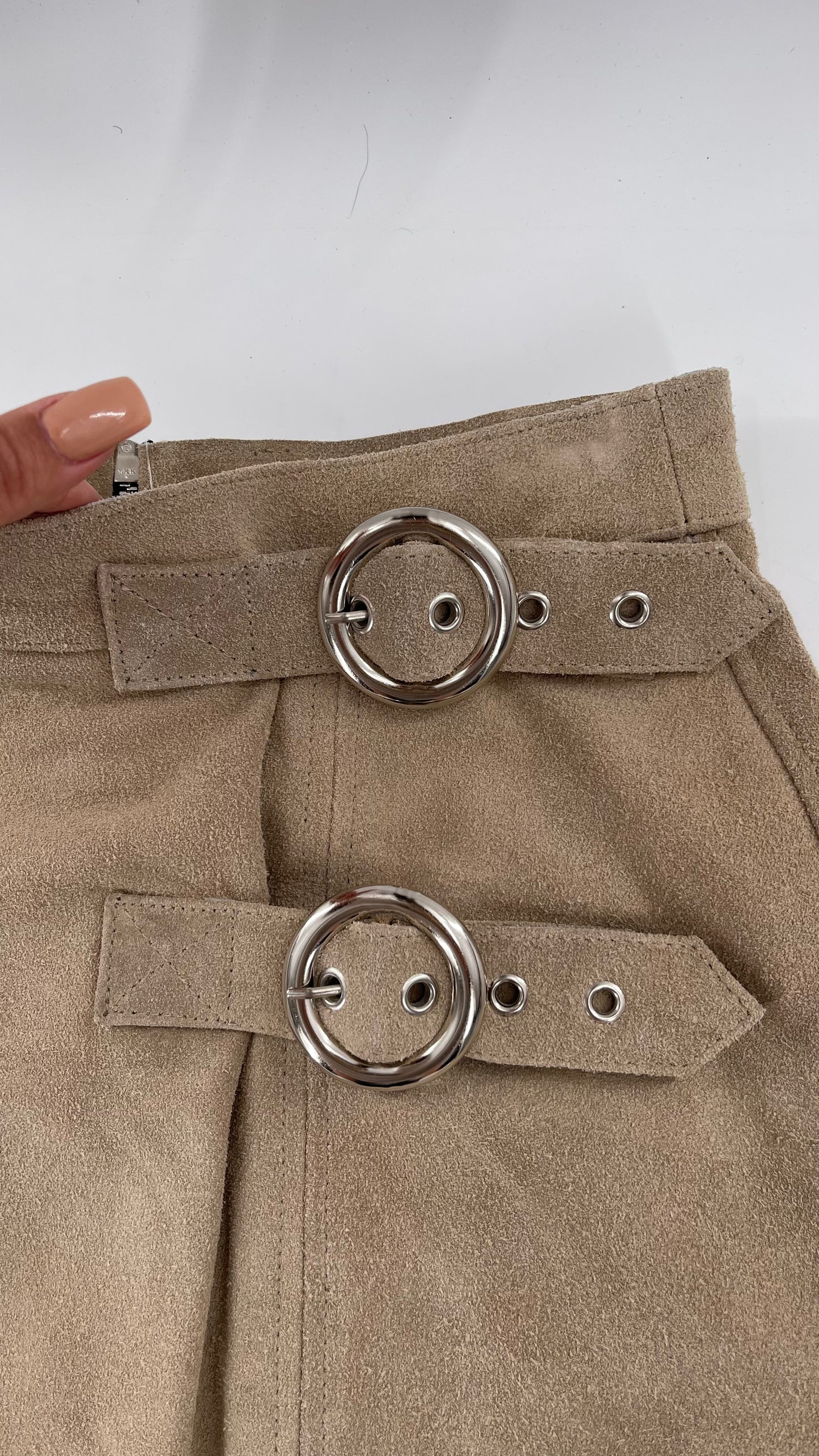 Free People Understated Genuine Suede Light Tan