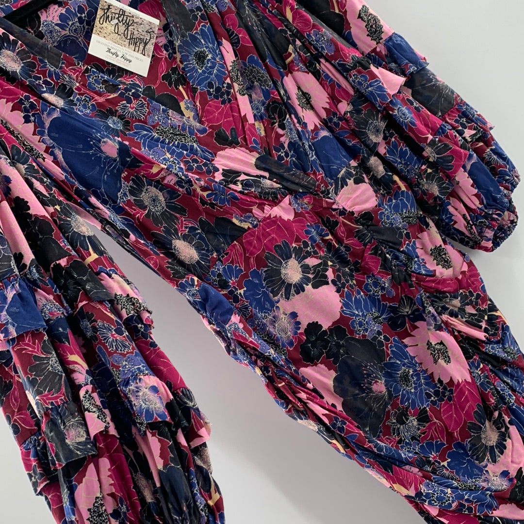 free people purple dress with flowers Free People floral print satin cami midaxi dress in deep purple