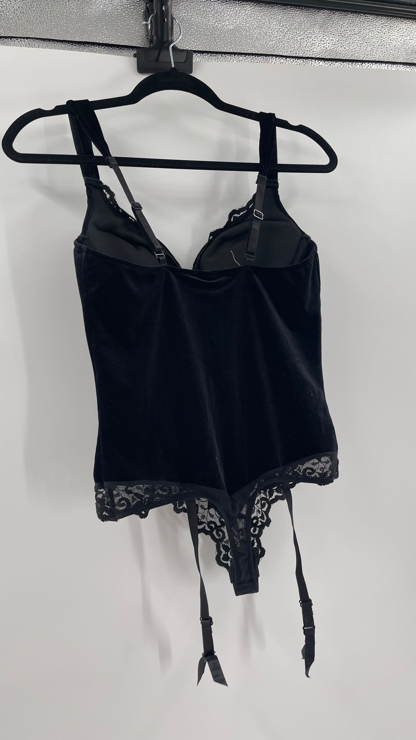 Deadstock Vintage Victoria’s Secret Black Velvet Corseted Body (Large)