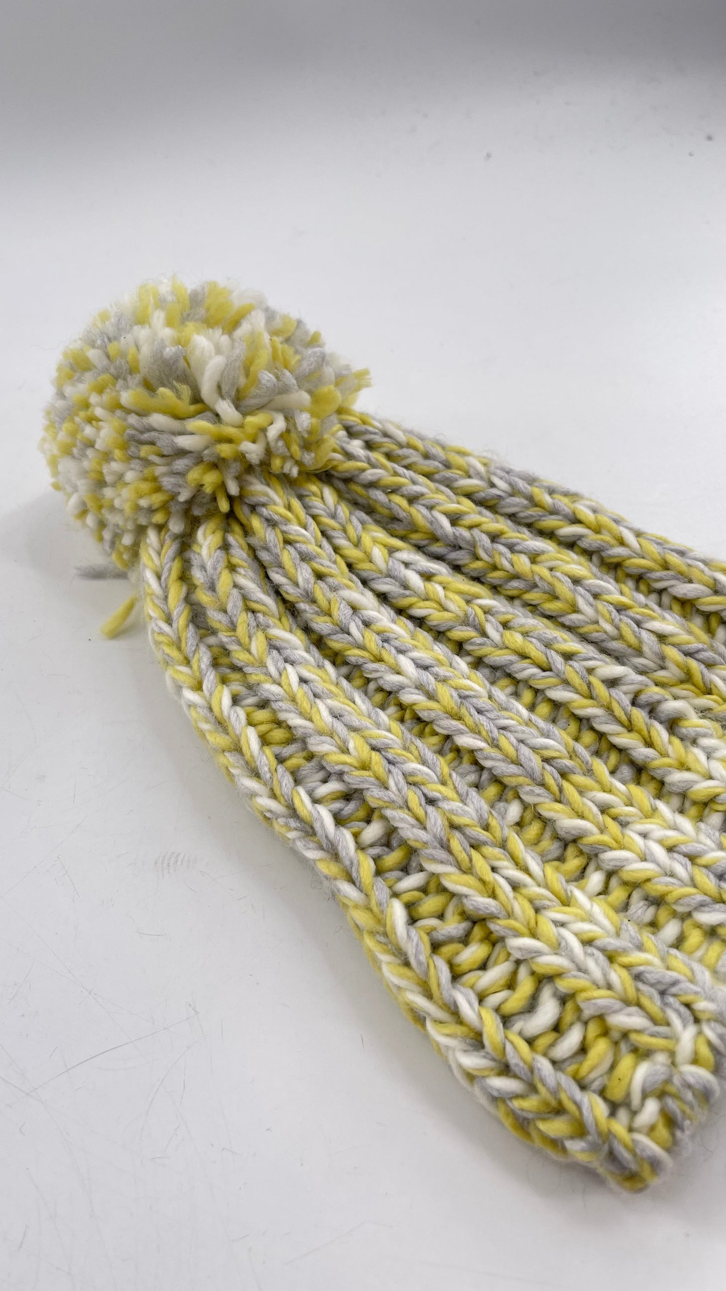 Free People Knit Yellow/Grey/White Beanie