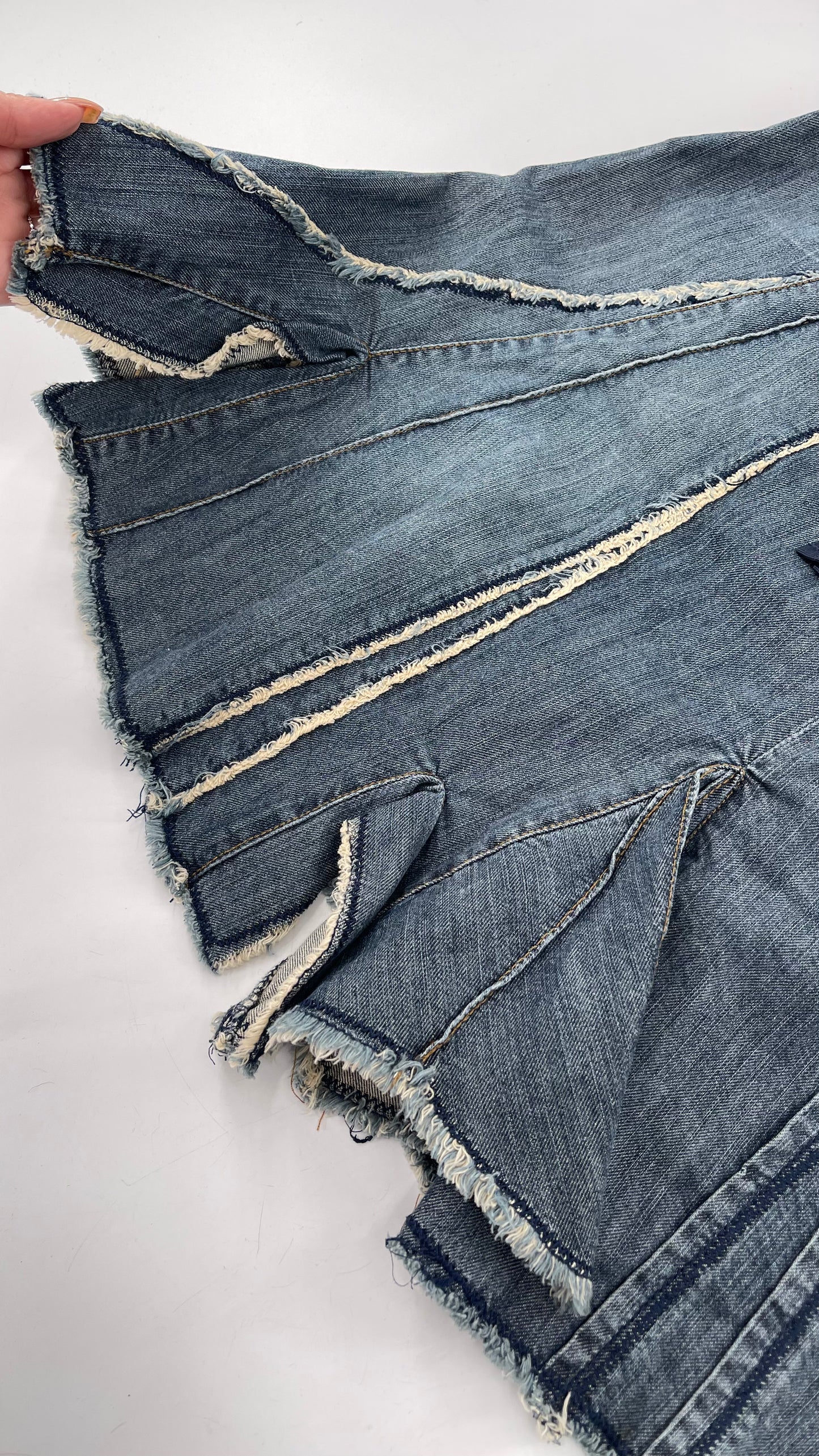 Vintage MNGjeans Pleated Bow Front Denim Skirt (12)