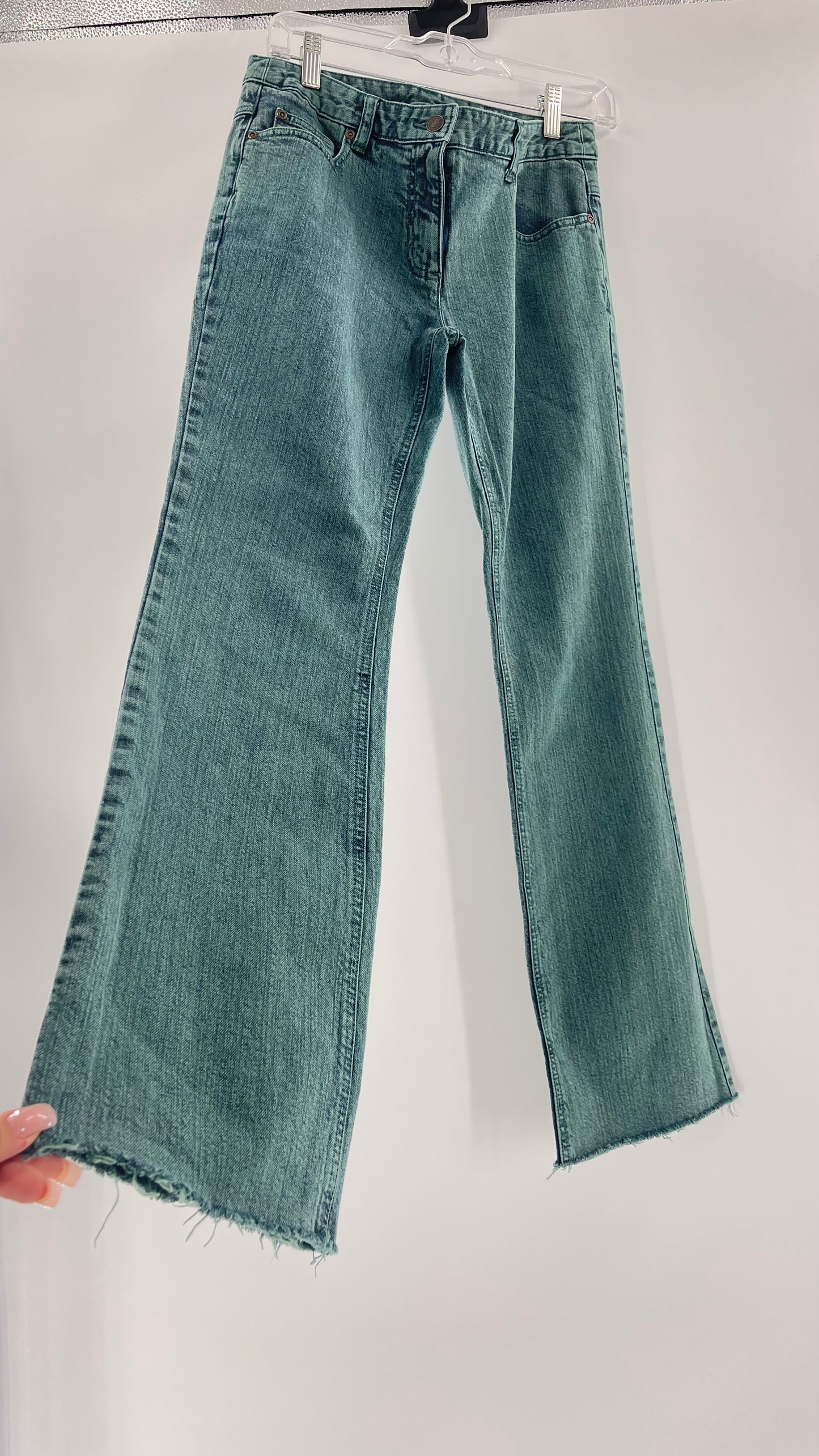 Jeanology Mid Rise Faded Teal Straight Legs (4)