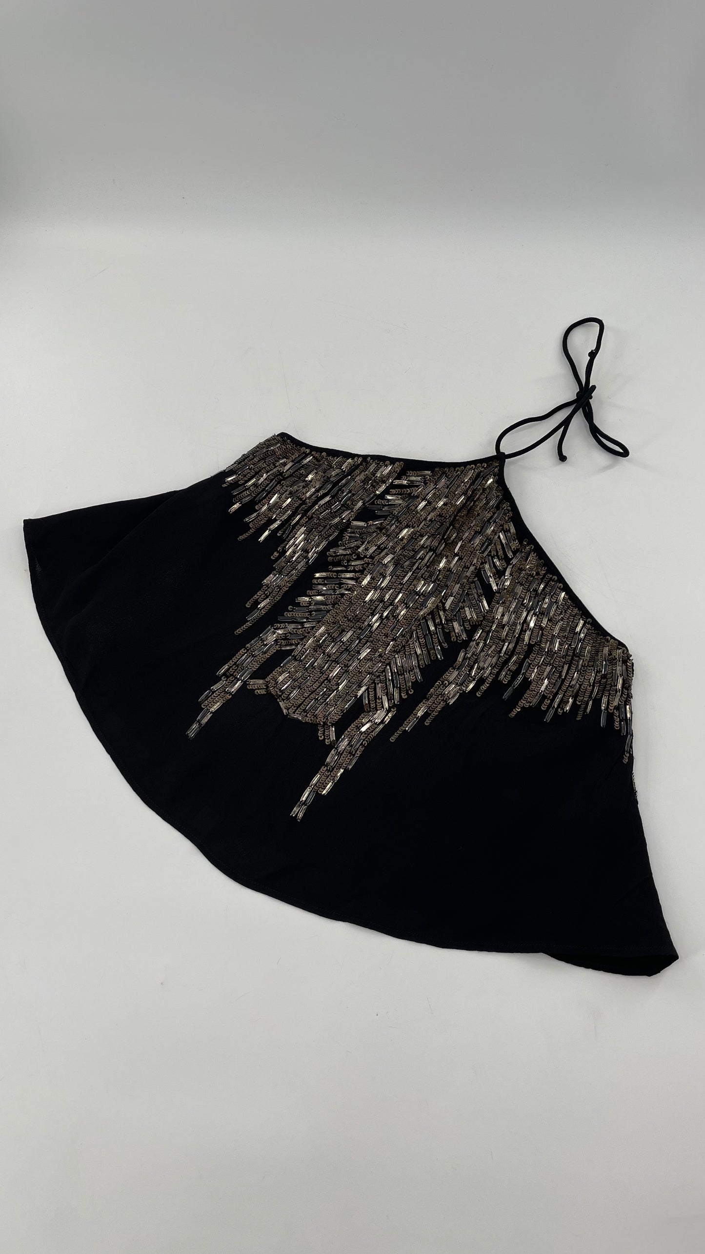 Free People Black Beaded Halter (XS)