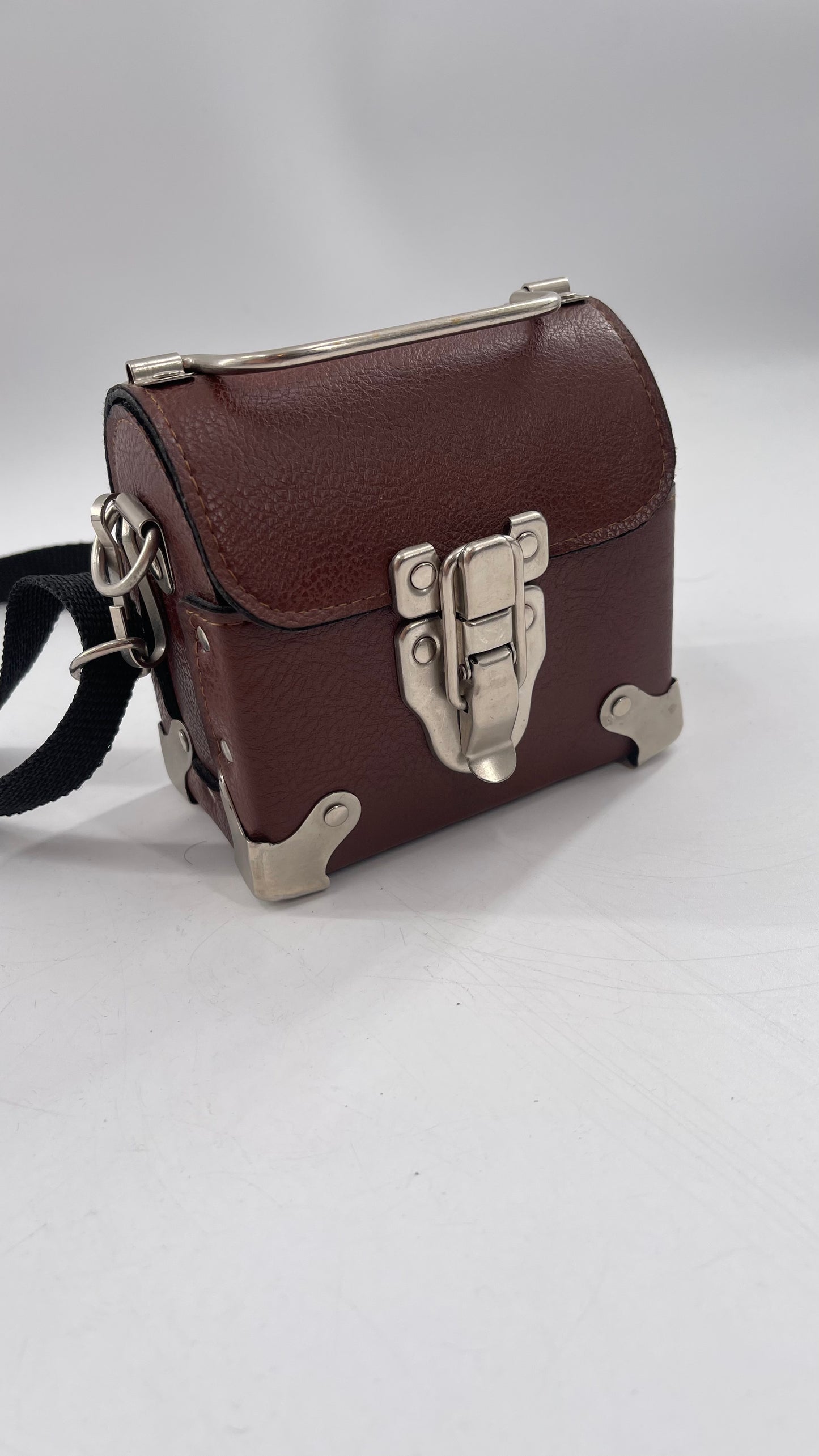 Vintage US Made Brown Leather Trunk Purse