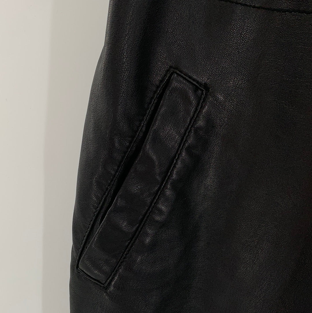 Free People Vegan Black Leather Front Buttons Side Knife Pockets (Size XS)
