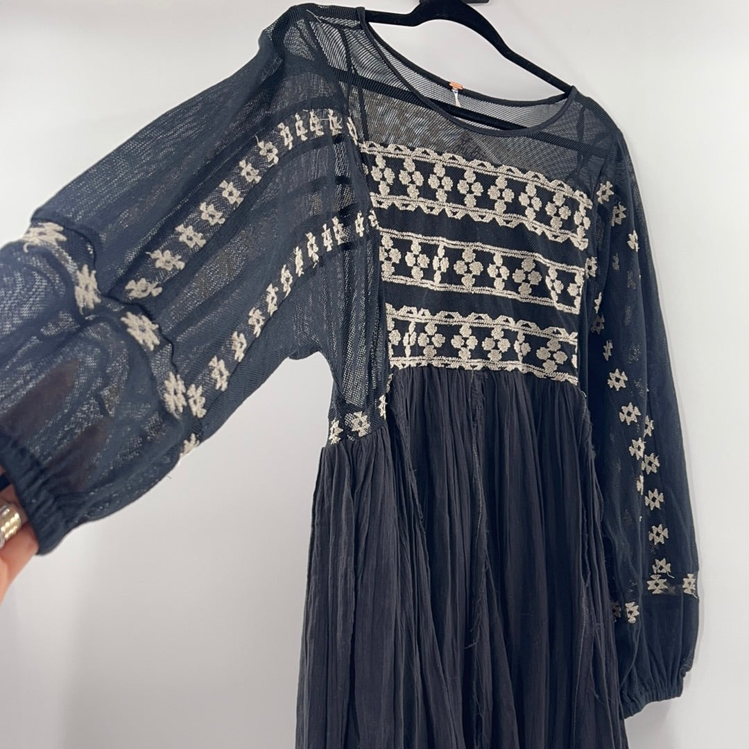 Free People Mesh Embroidered Dress (XS)