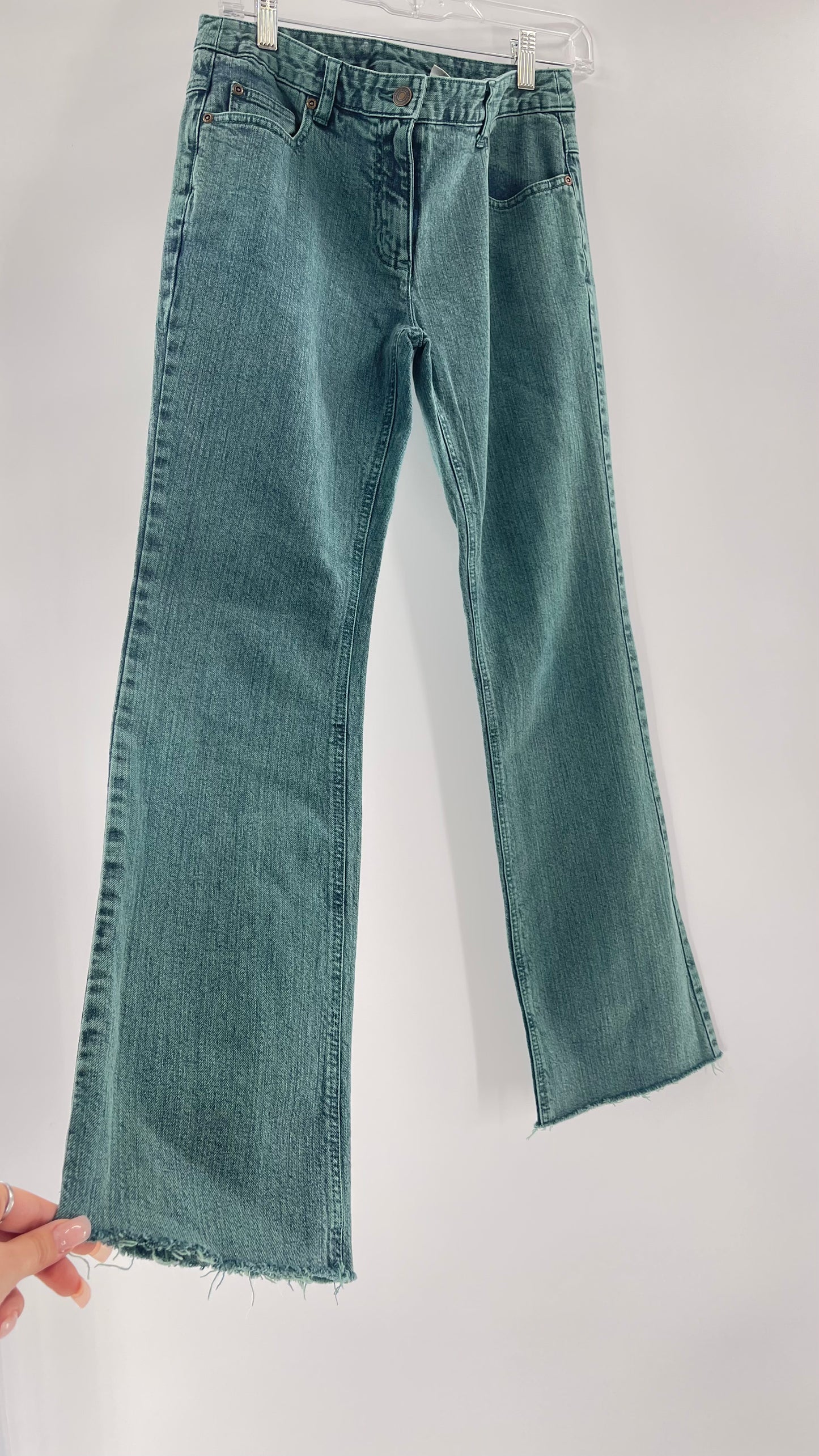 Jeanology Mid Rise Faded Teal Straight Legs (4)