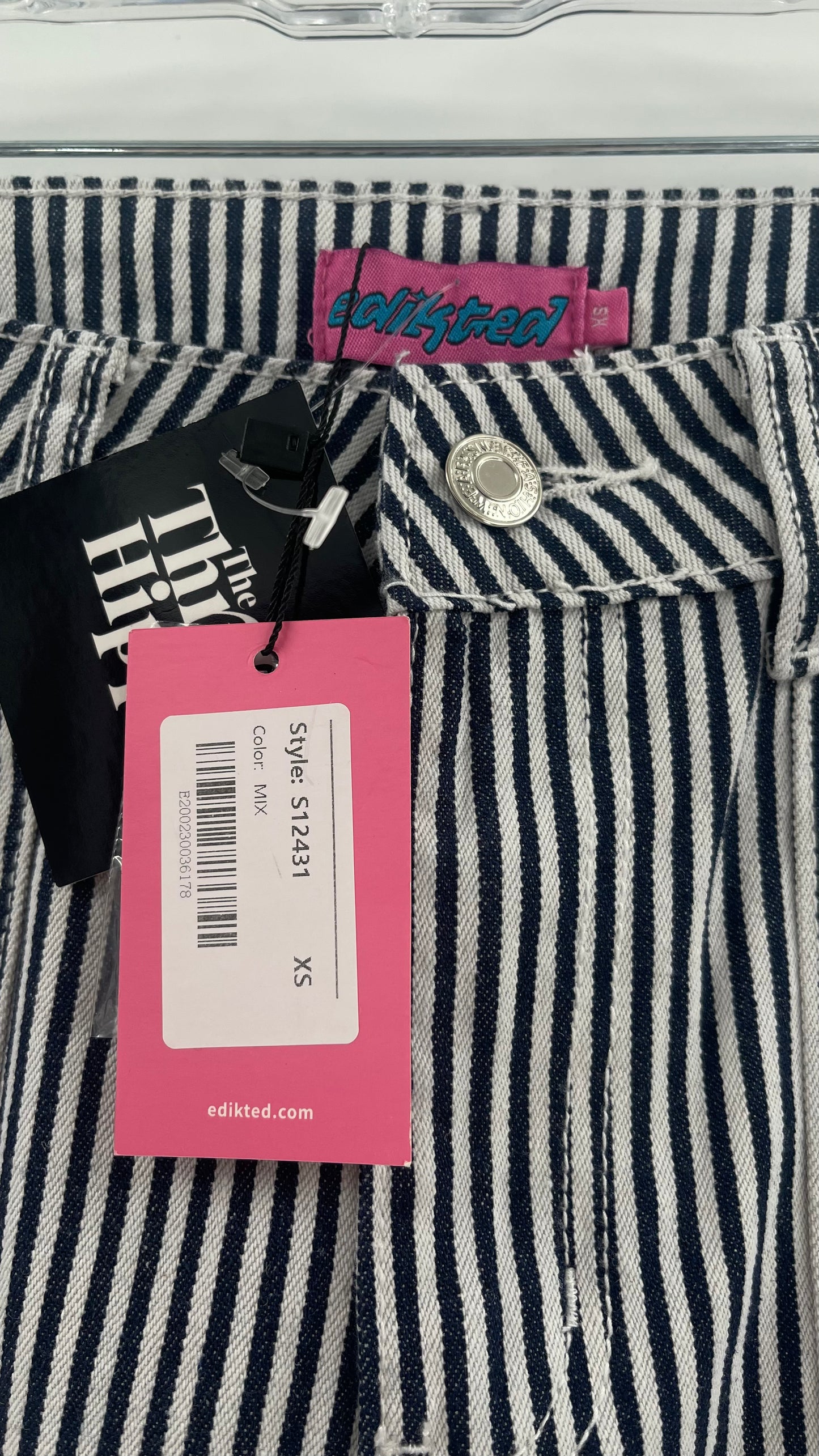 Edikted Stripe Out Cargos with Tags Attached (XS)