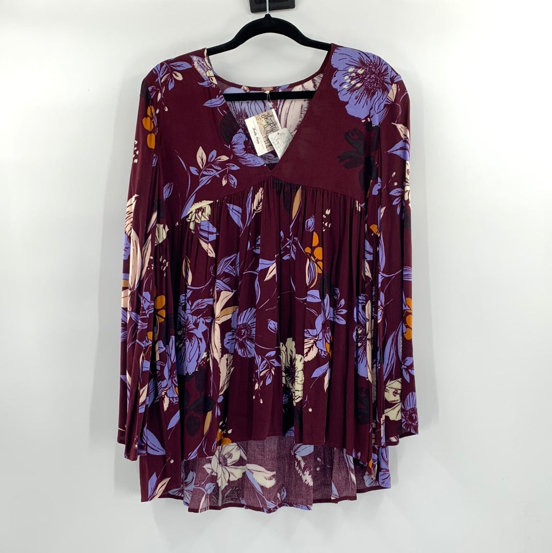Free People Burgundy Floral Dress (XS)