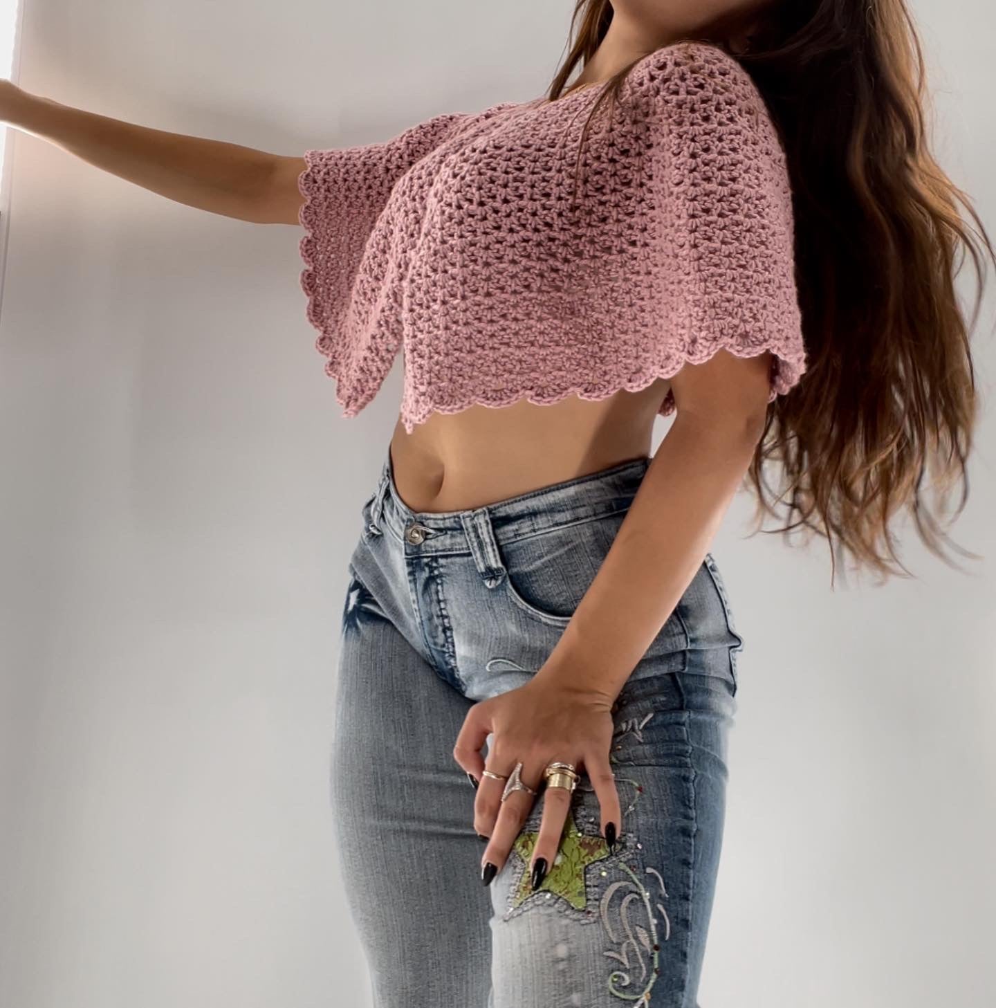Pink Crochet Cape