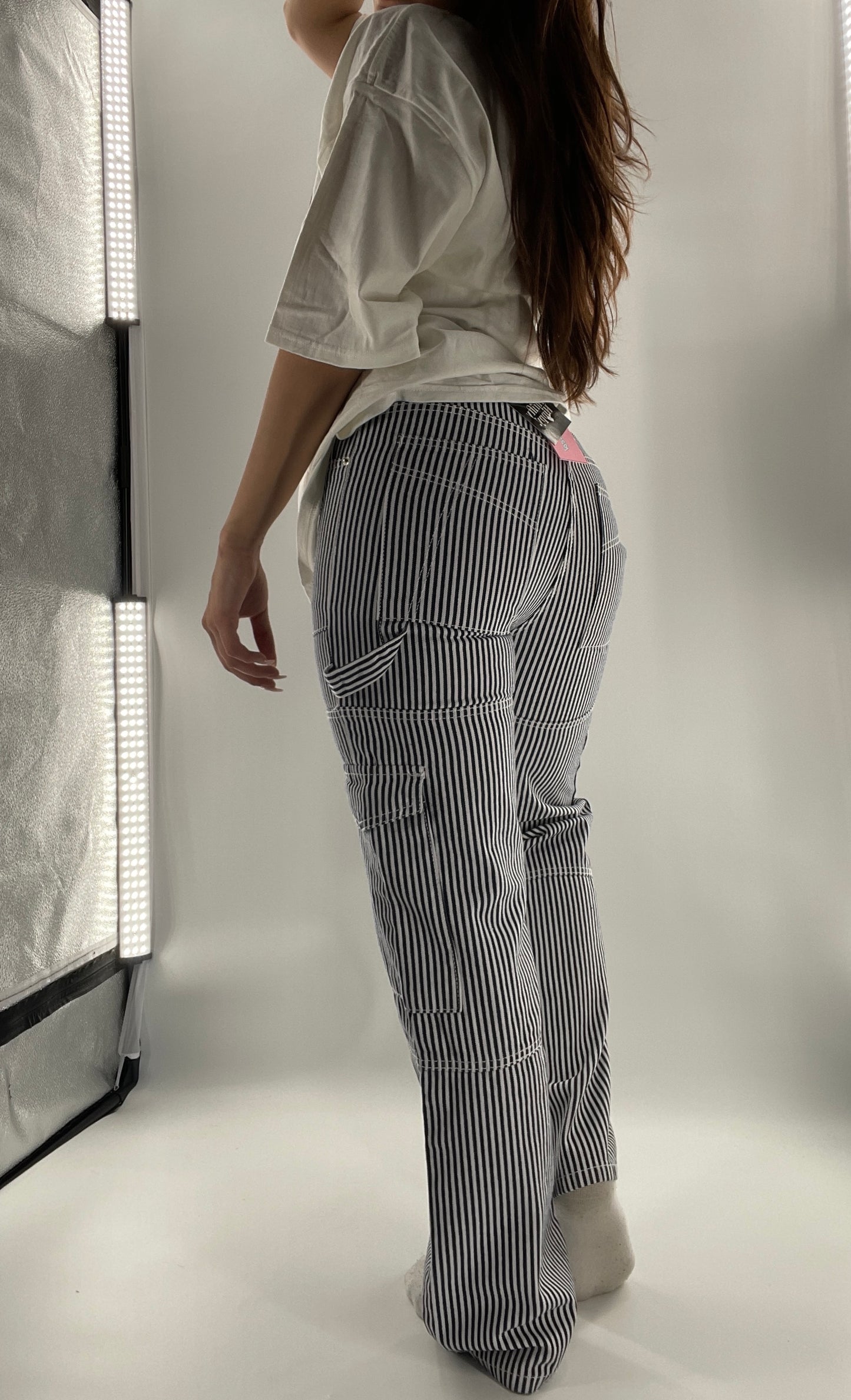 Edikted Stripe Out Cargos with Tags Attached (XS)