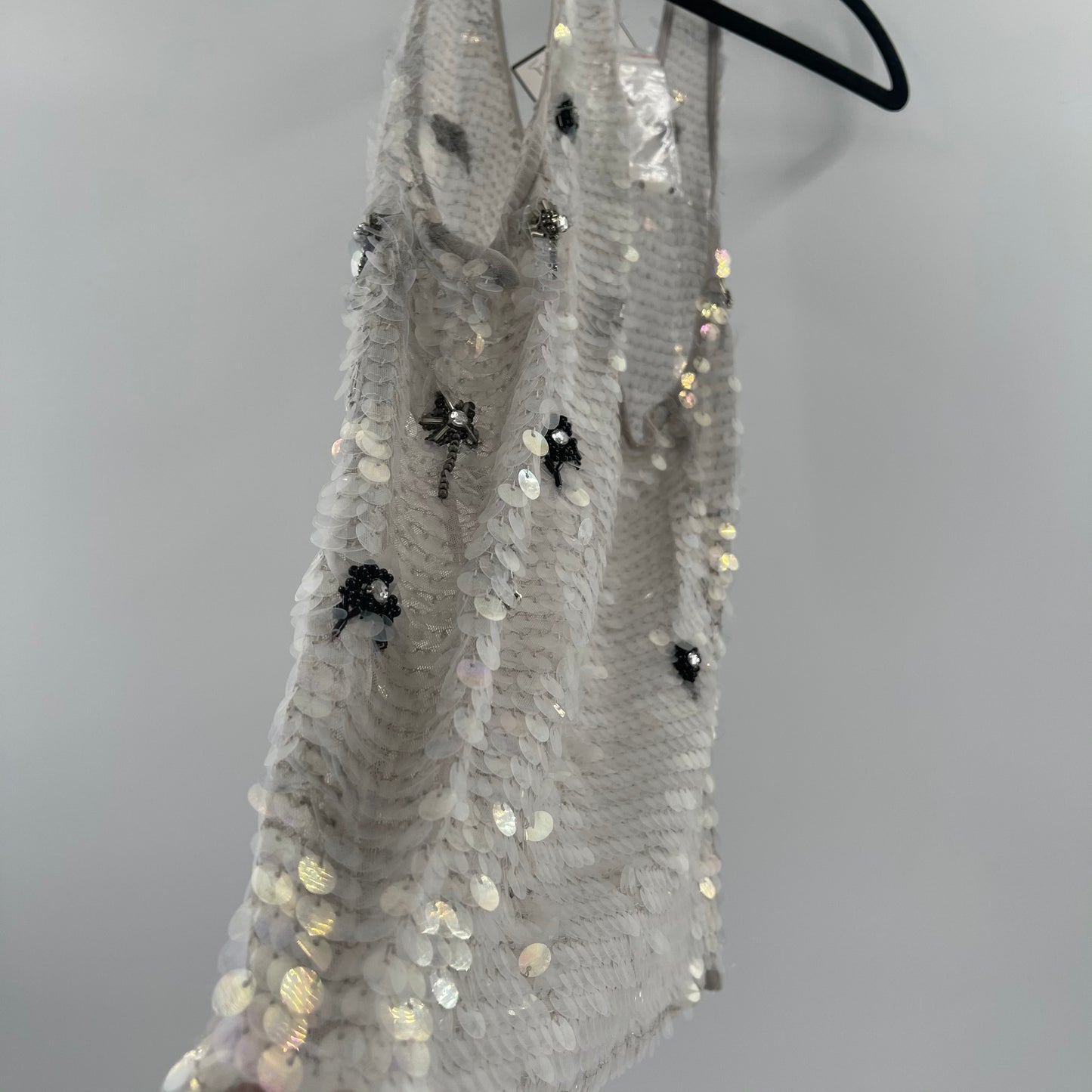 Free People Silver Beaded/Sequined Tank (S)