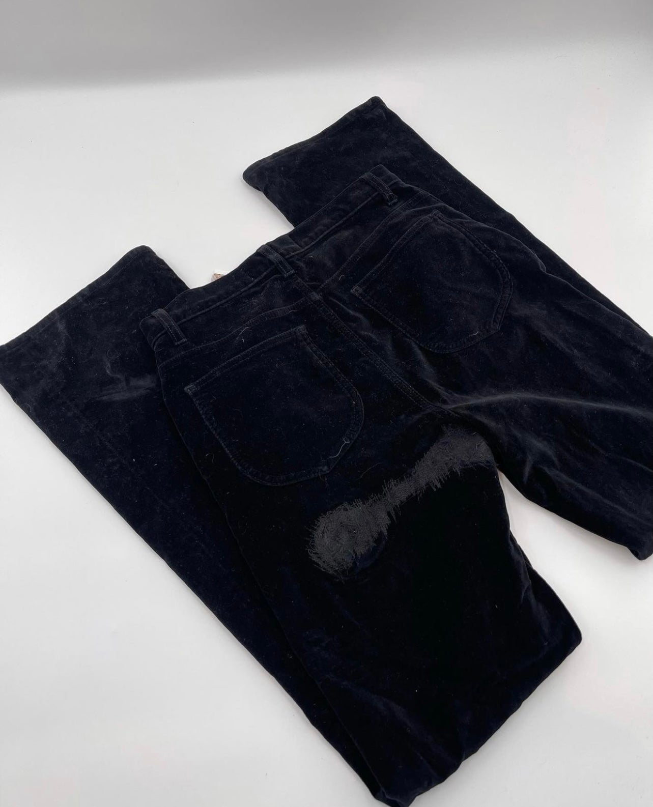 Reformation Black Velvet Pants with stitching on Butt (Sz 28)