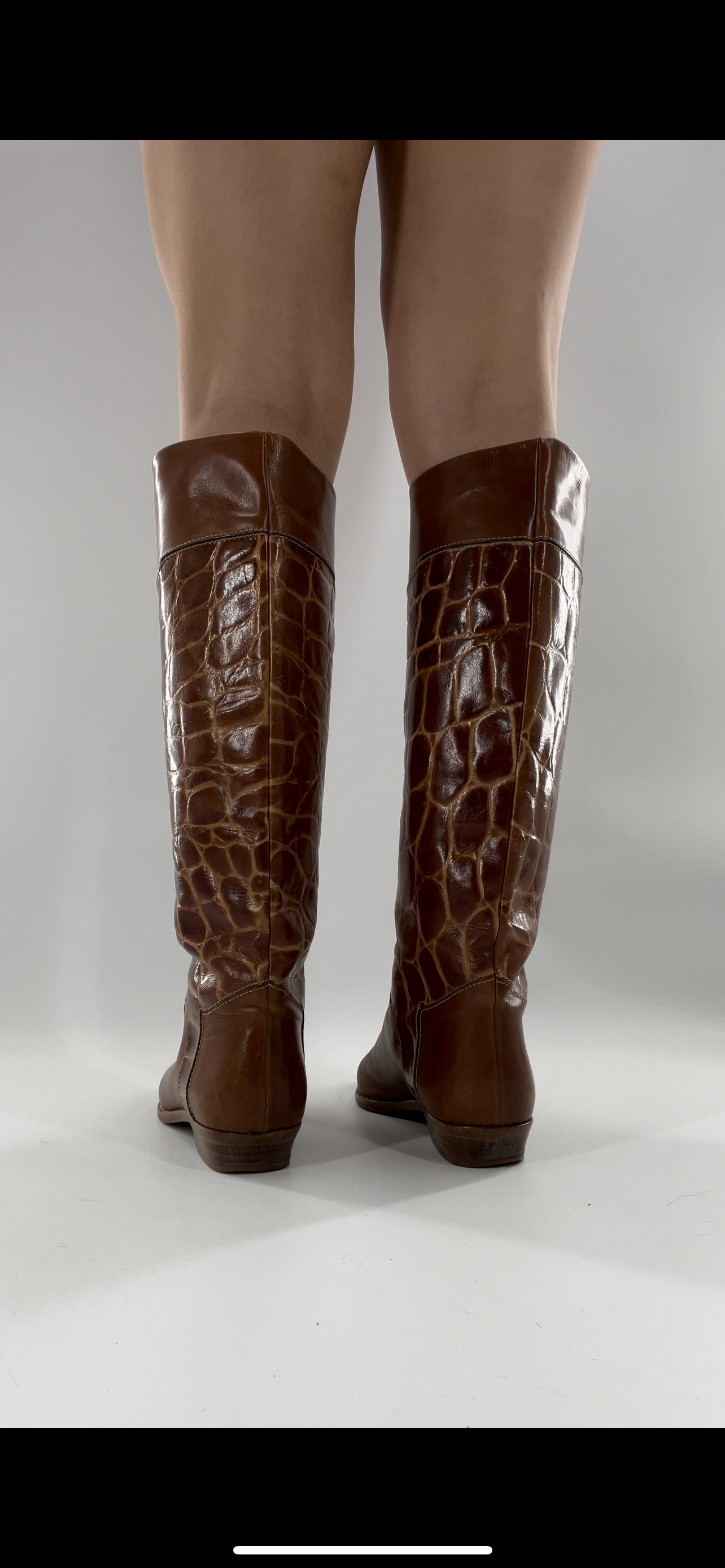 Joan & David Brown Leather Cowboy Snake Print Boots