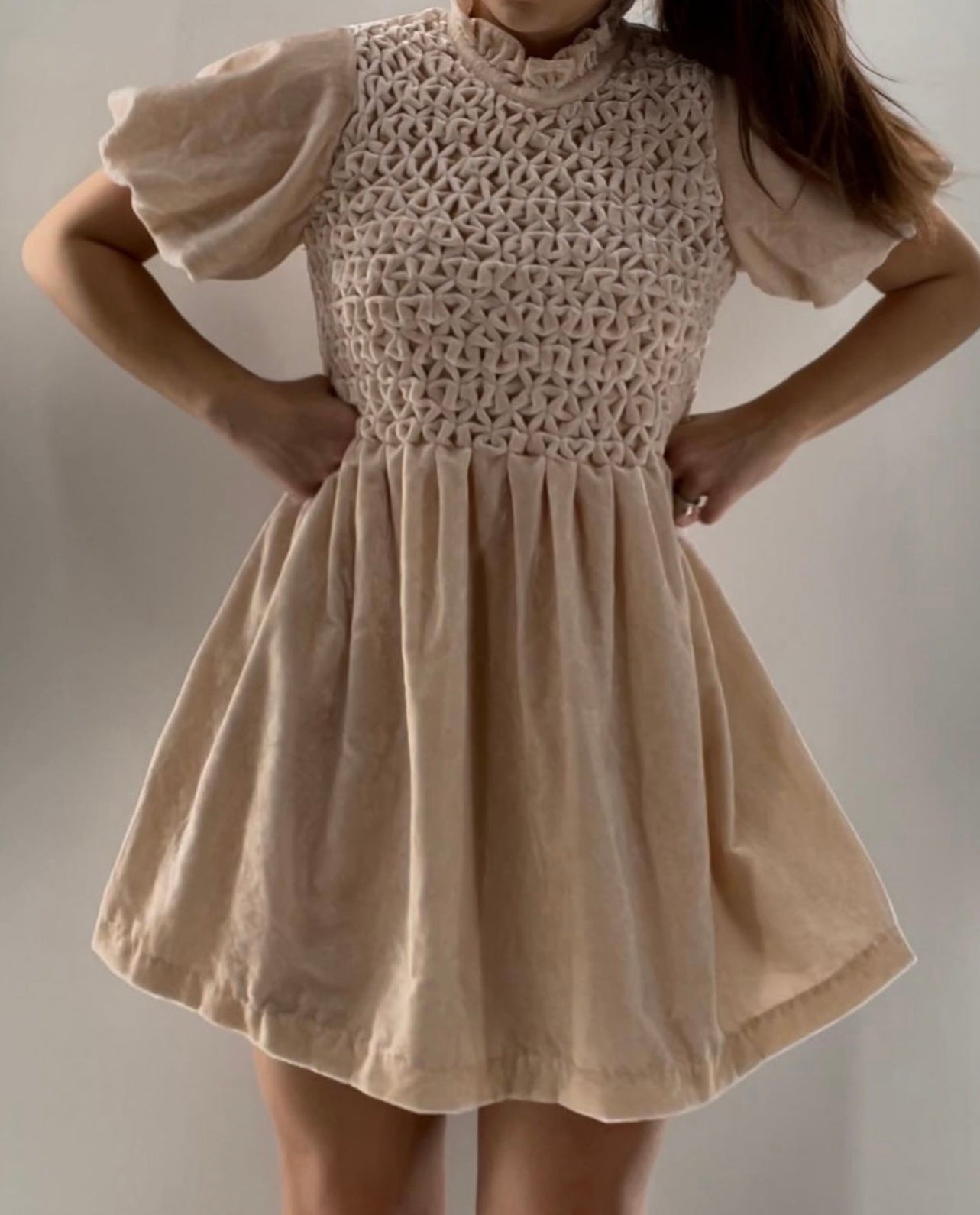 Free People Baby Pink Velour Backless Babydoll (Small)