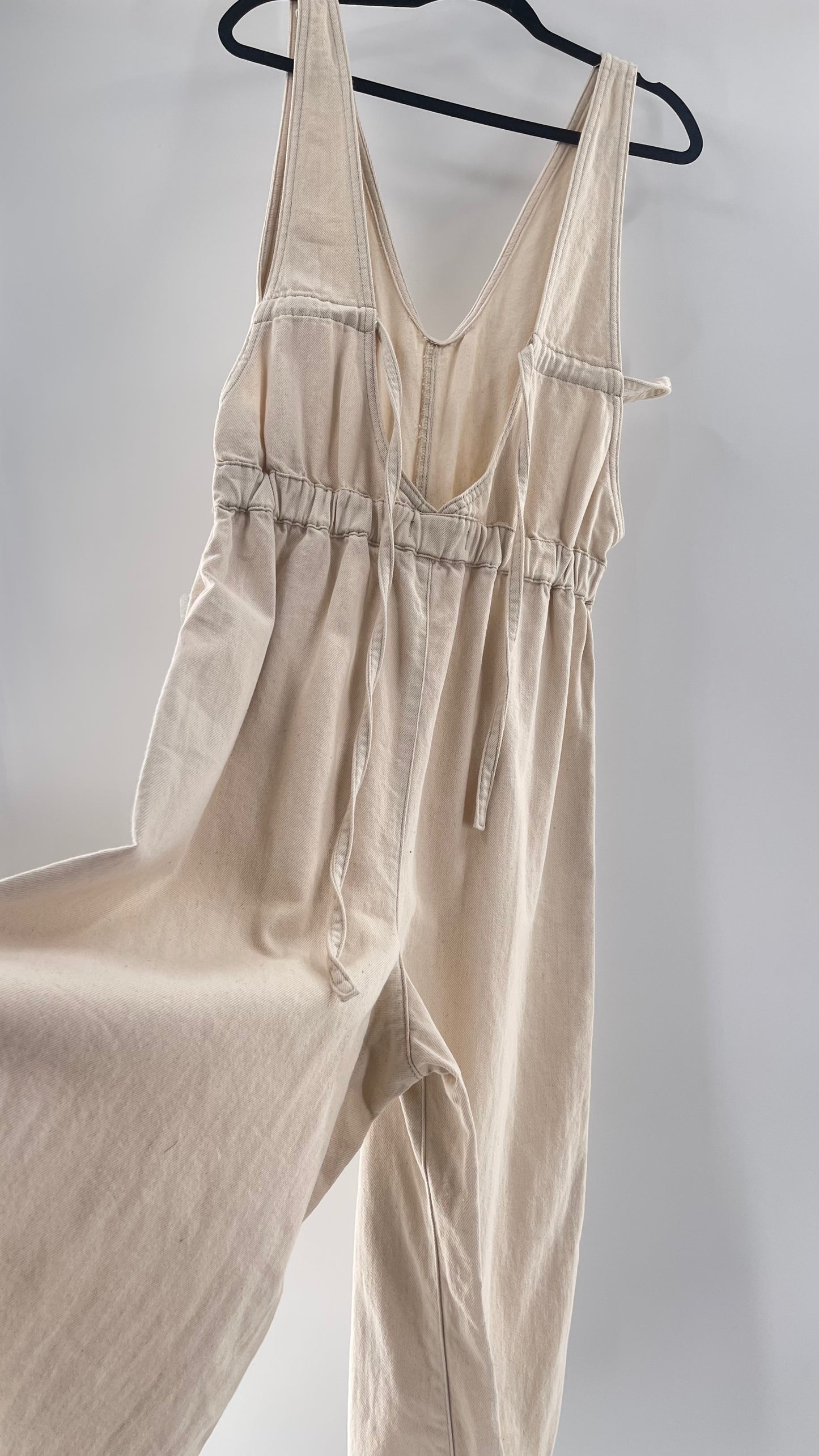 Free People Alora Wide Leg Denim Jumpsuit (XL)