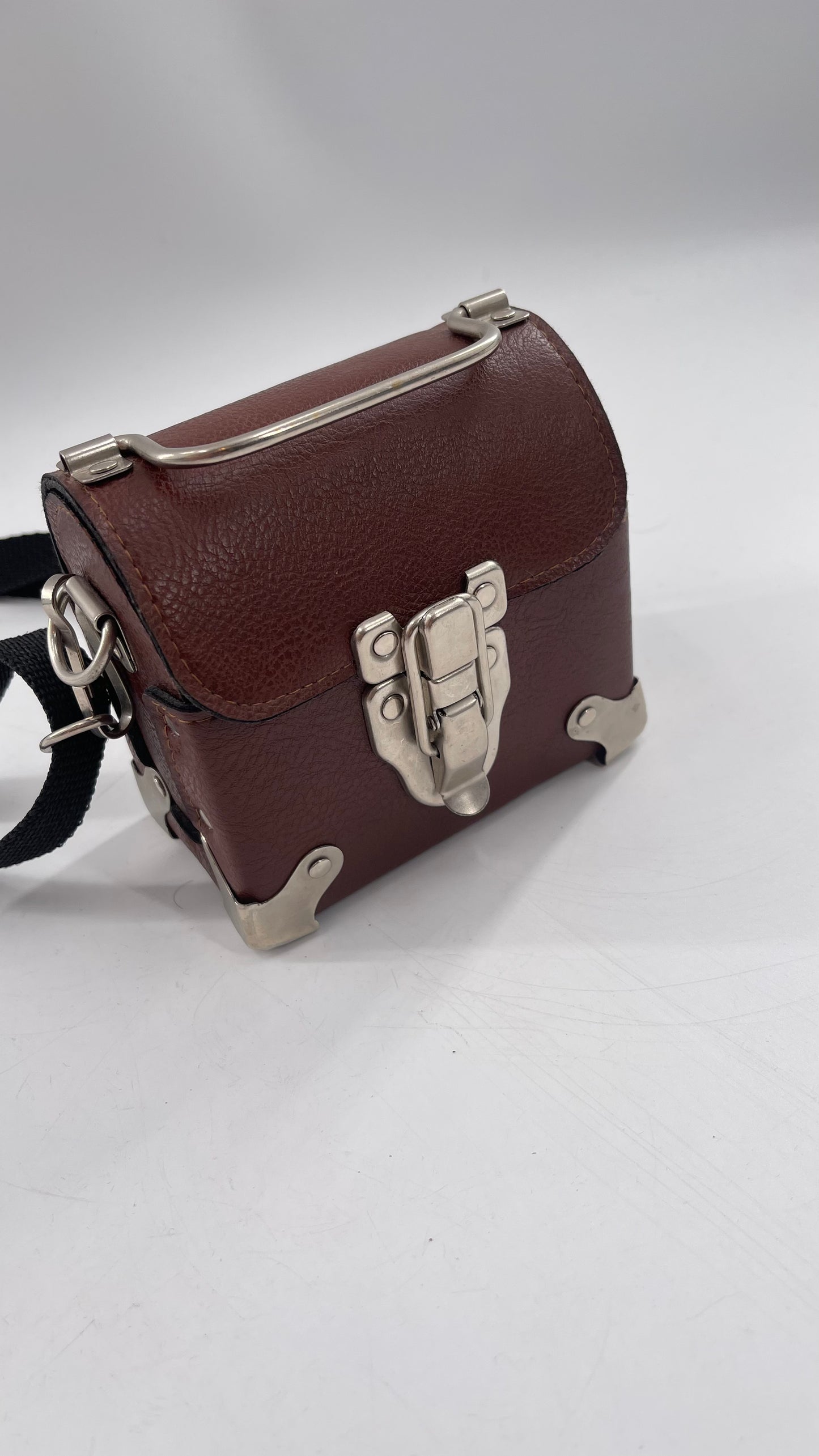 Vintage US Made Brown Leather Trunk Purse