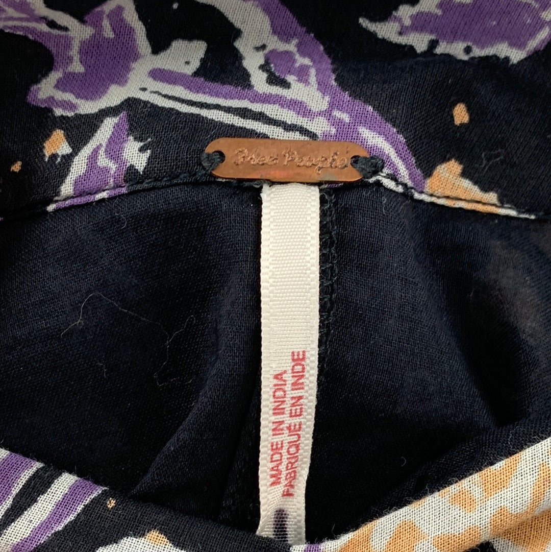 Free People Mini Skirt Purple and Yellow Floral Print (Size 4)