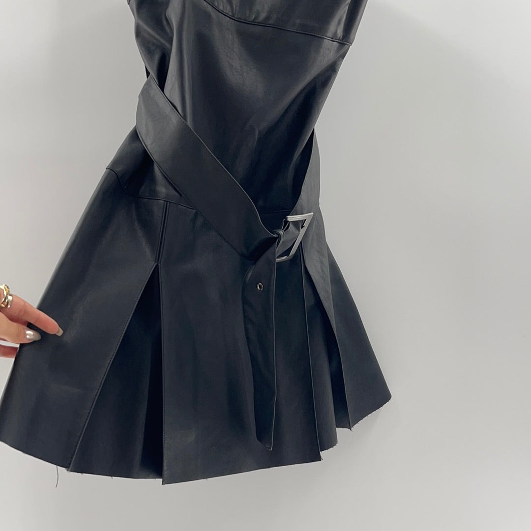 Free People - Black Vegan Leather Mini Dress (12)