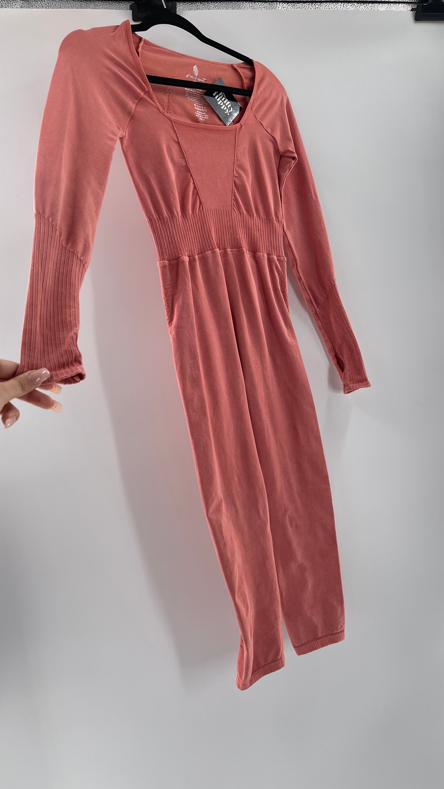 Free People Movement Pink Elastic Good Karma Jumpsuit (M/L)