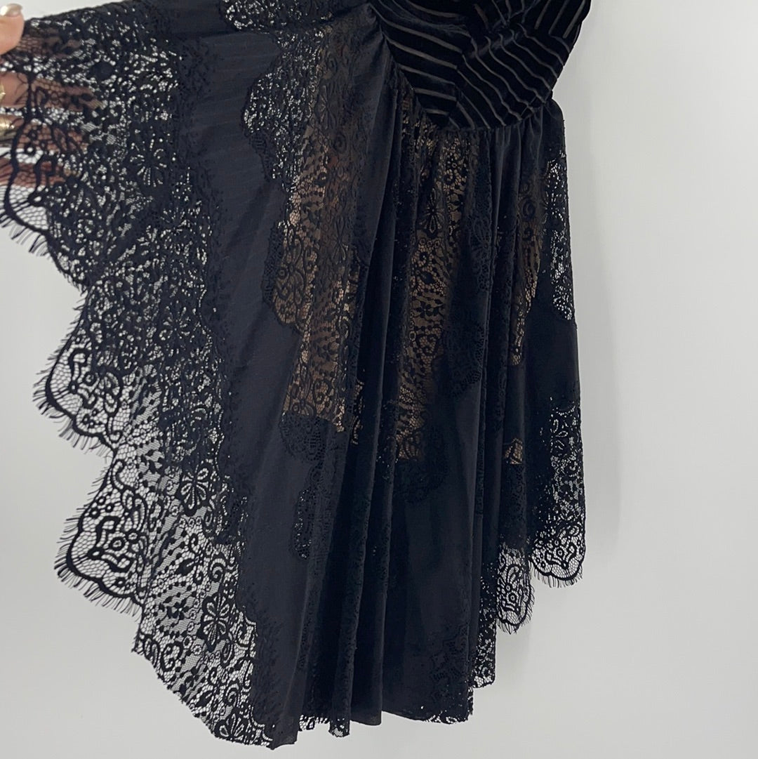 Free People Velvet + Lace Black Dress (0)