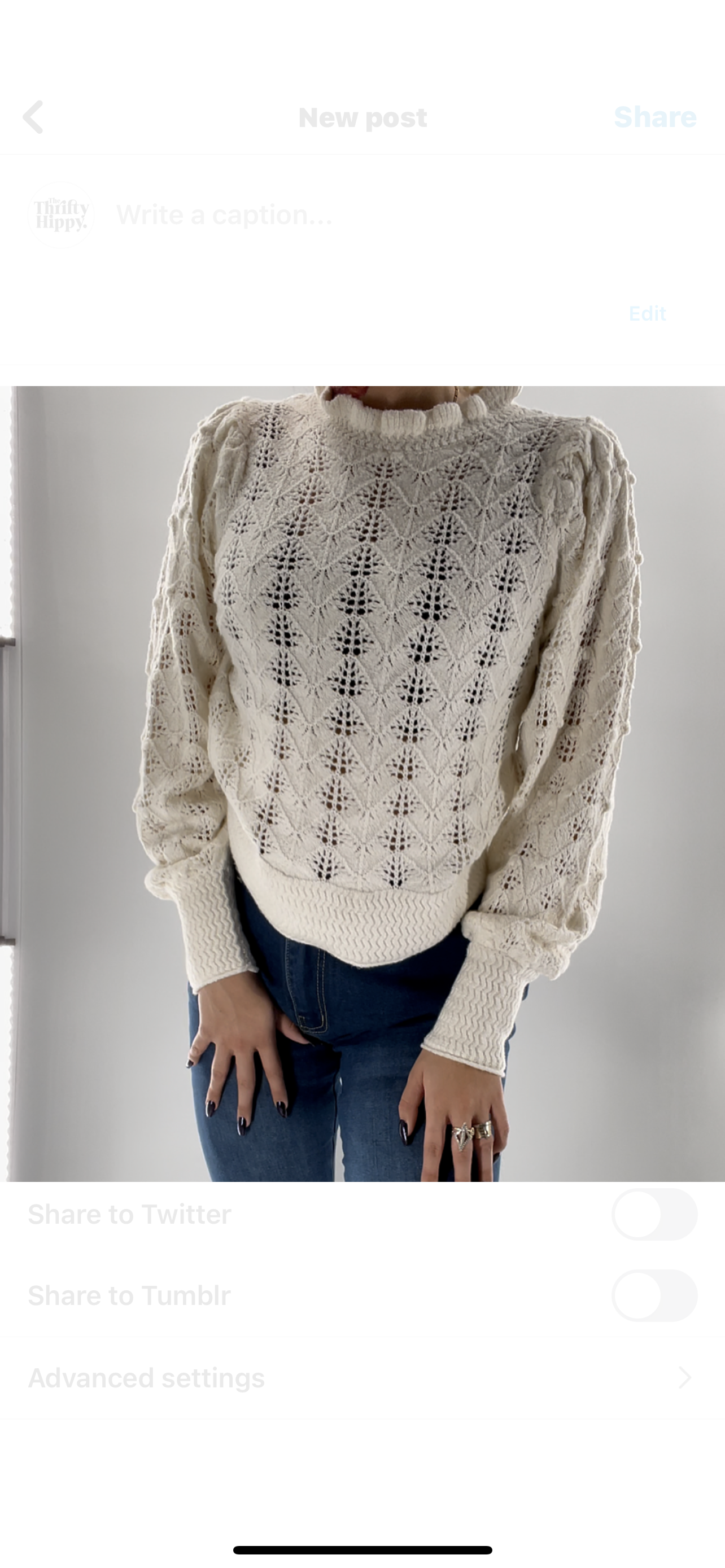 UNSUBSCRIBED Cream Sweater Size S