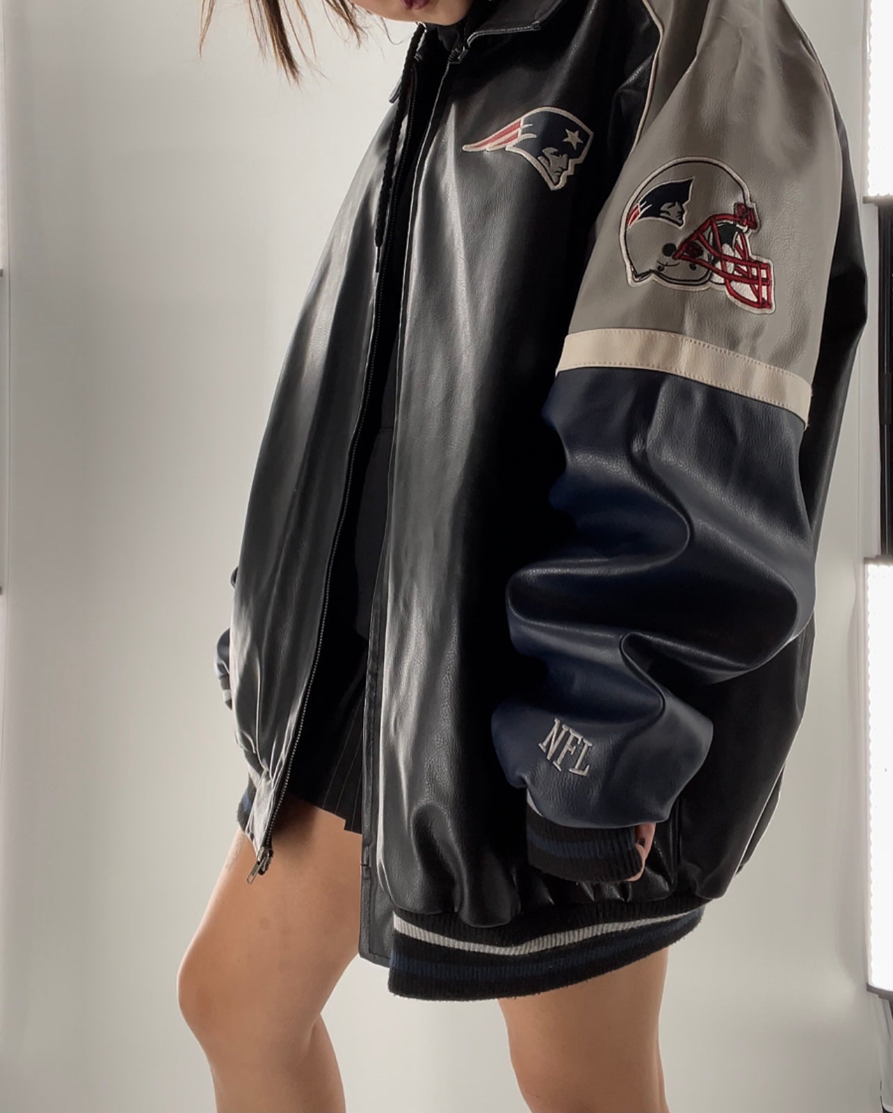 Patriots Leather Logo Bomber (XXL)