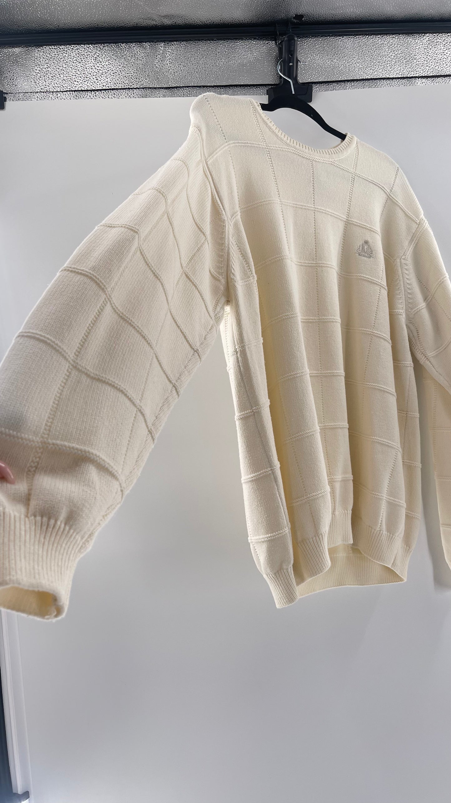 Vintage IZOD Cream Square Stitch Sweater (XL)