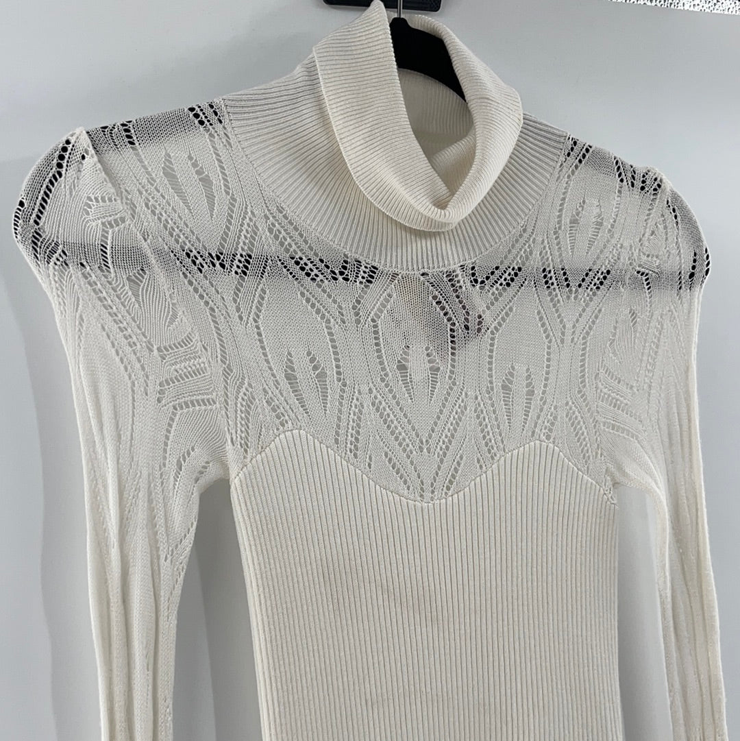 Free People White Knit Bodysuit (XS)