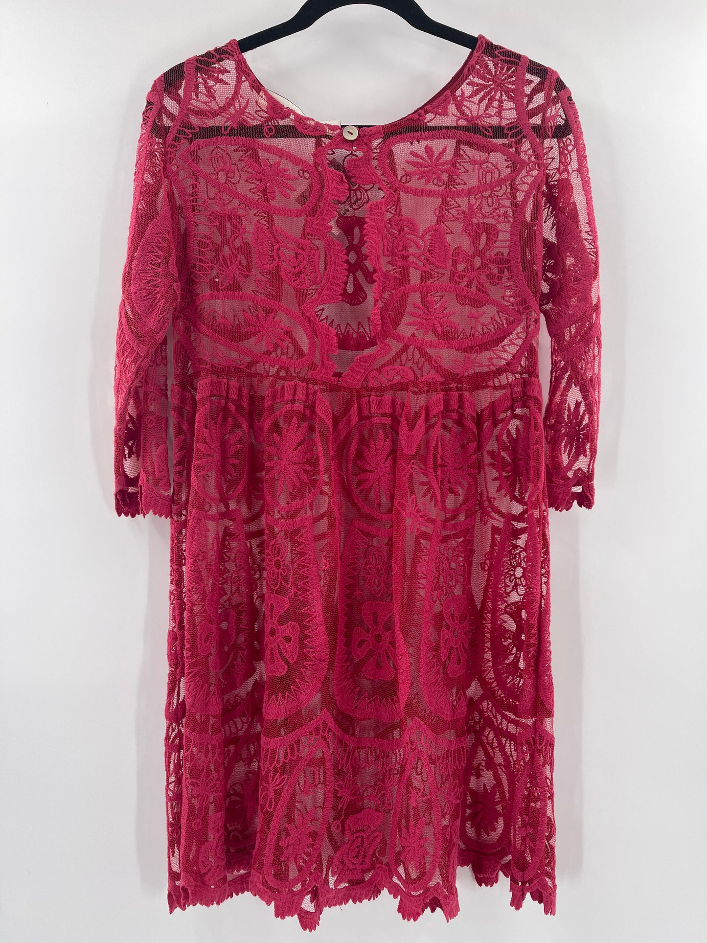 Free People -Jens Pirate Booty Red Textured Mini Dress (Small)