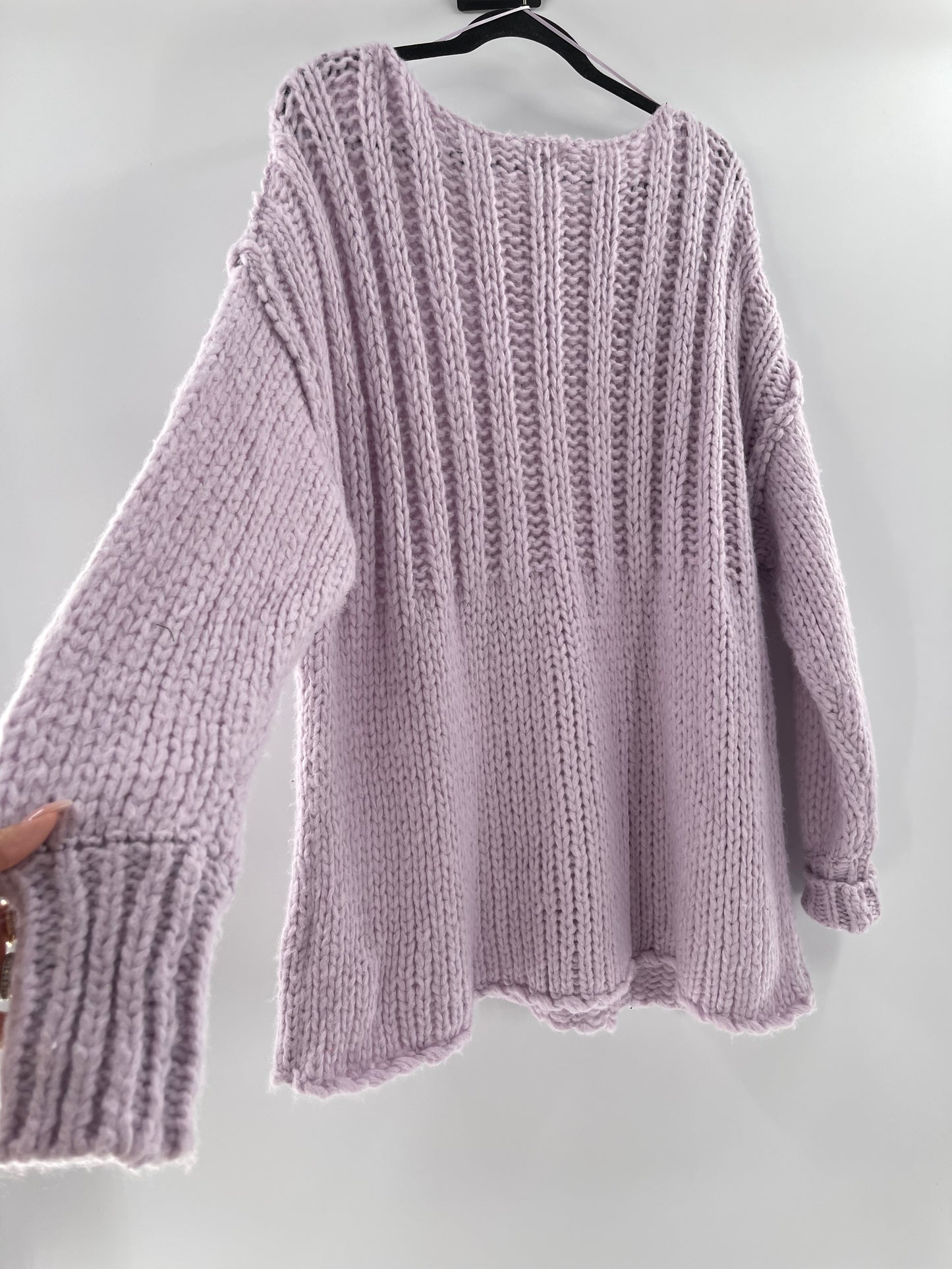 Free People Chunky Knit Lilac/Lavender Sweater (Medium)