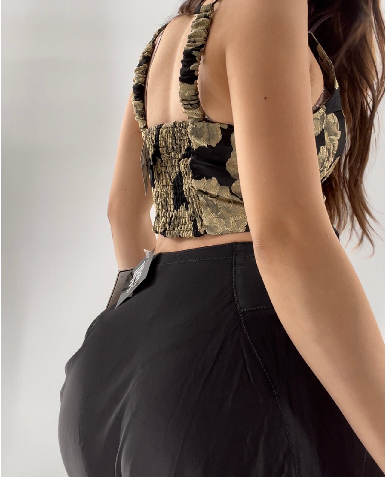 Urban Outfitters Gold/Black Brocade Corset (Medium)