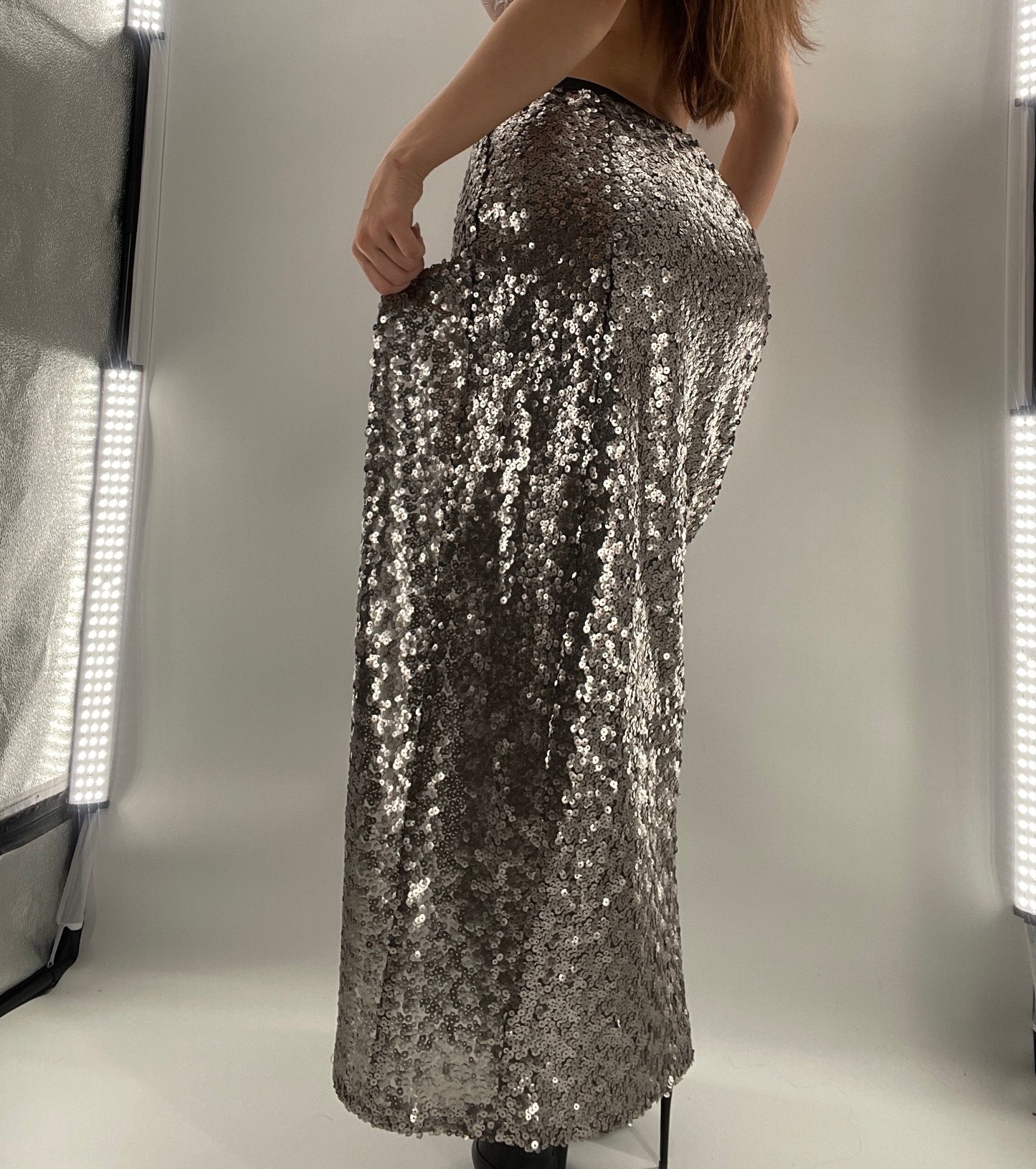 Blu Moon Free People Silver Sequin Skirt (Medium)