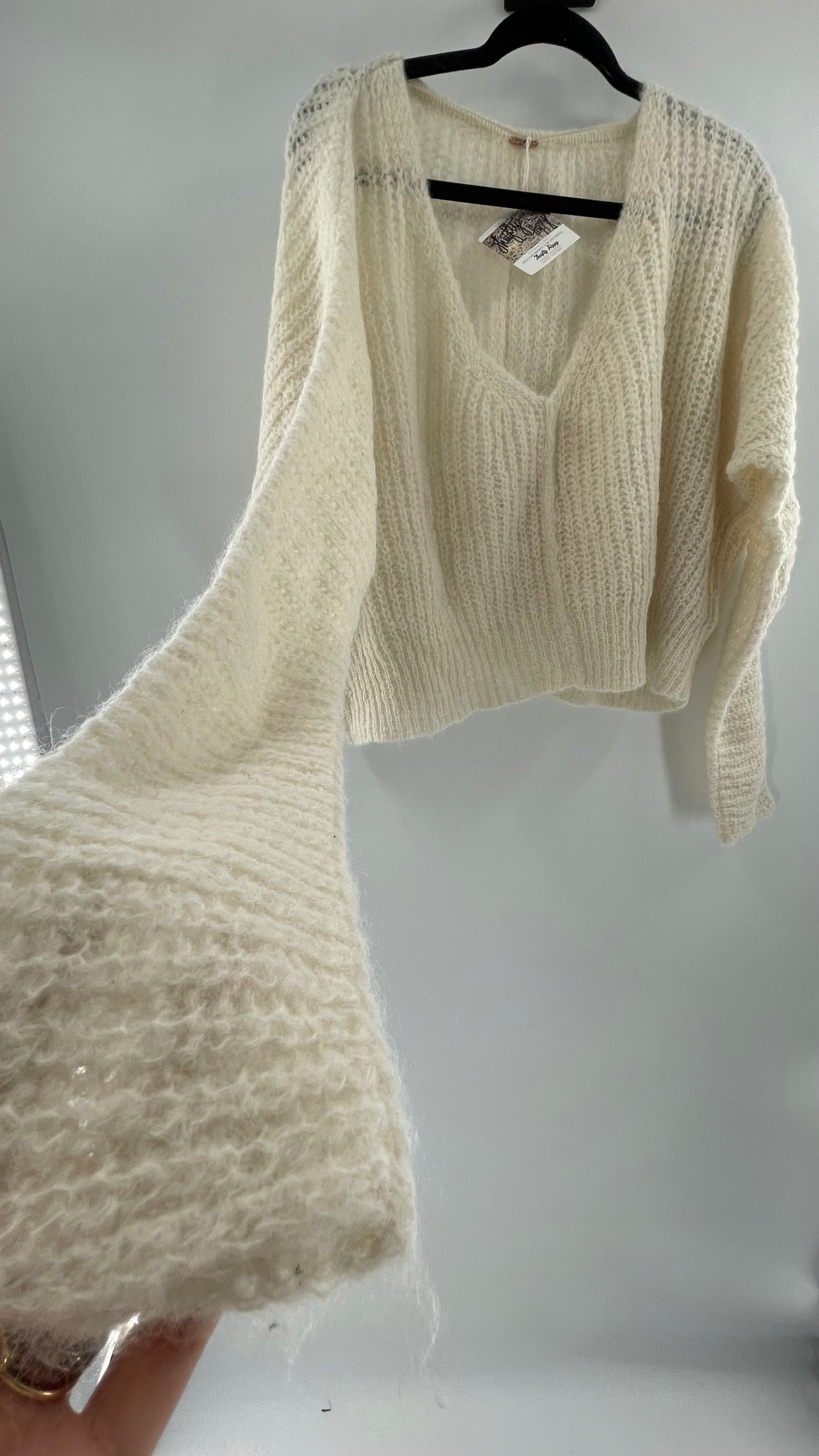 Free People White 89% Alpaca Sweater (XS)