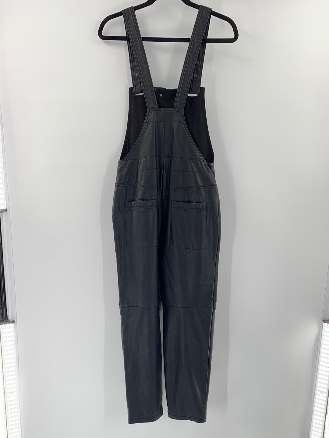 Free People Vegan Black Leather Front Buttons Side Knife Pockets (Size XS)