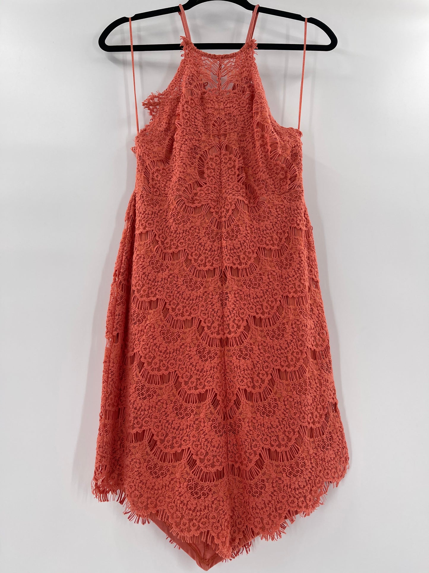 Free People Bodycon Coral Lace Mini Dress (XS)