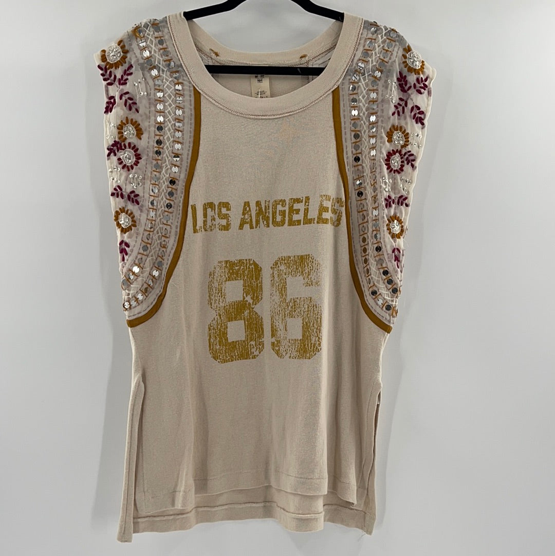 Free People Cotton Embellished Jersey