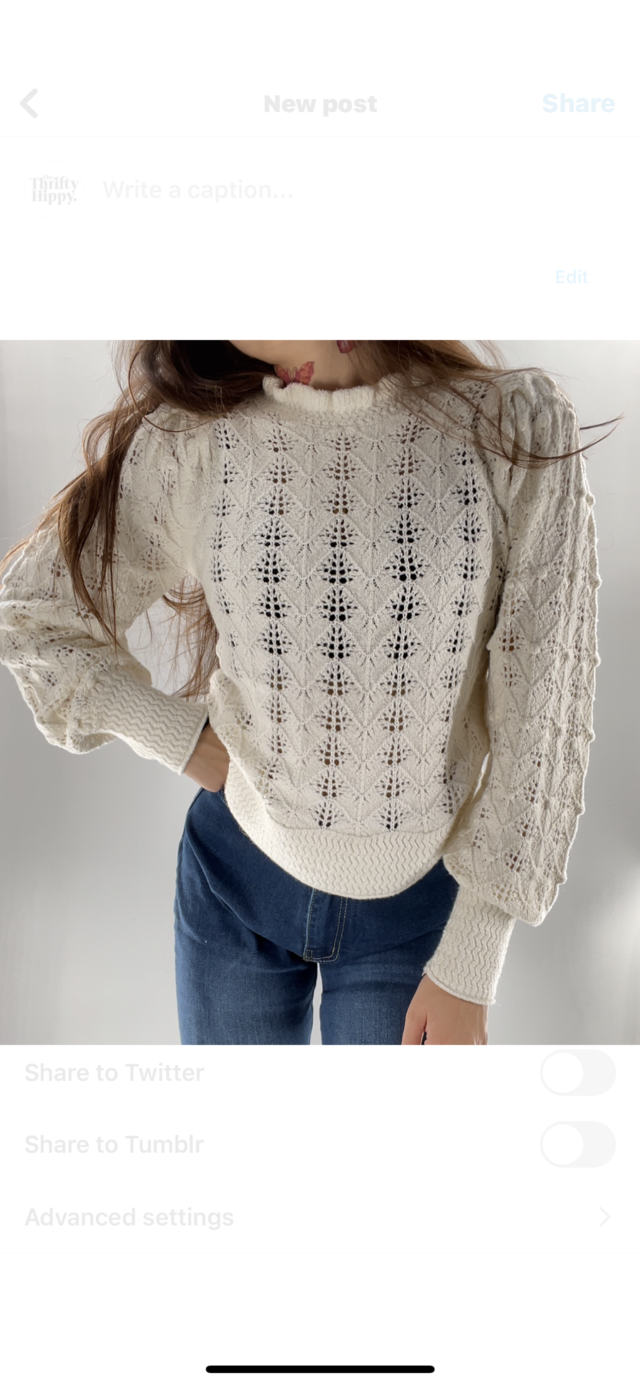 UNSUBSCRIBED Cream Sweater Size S