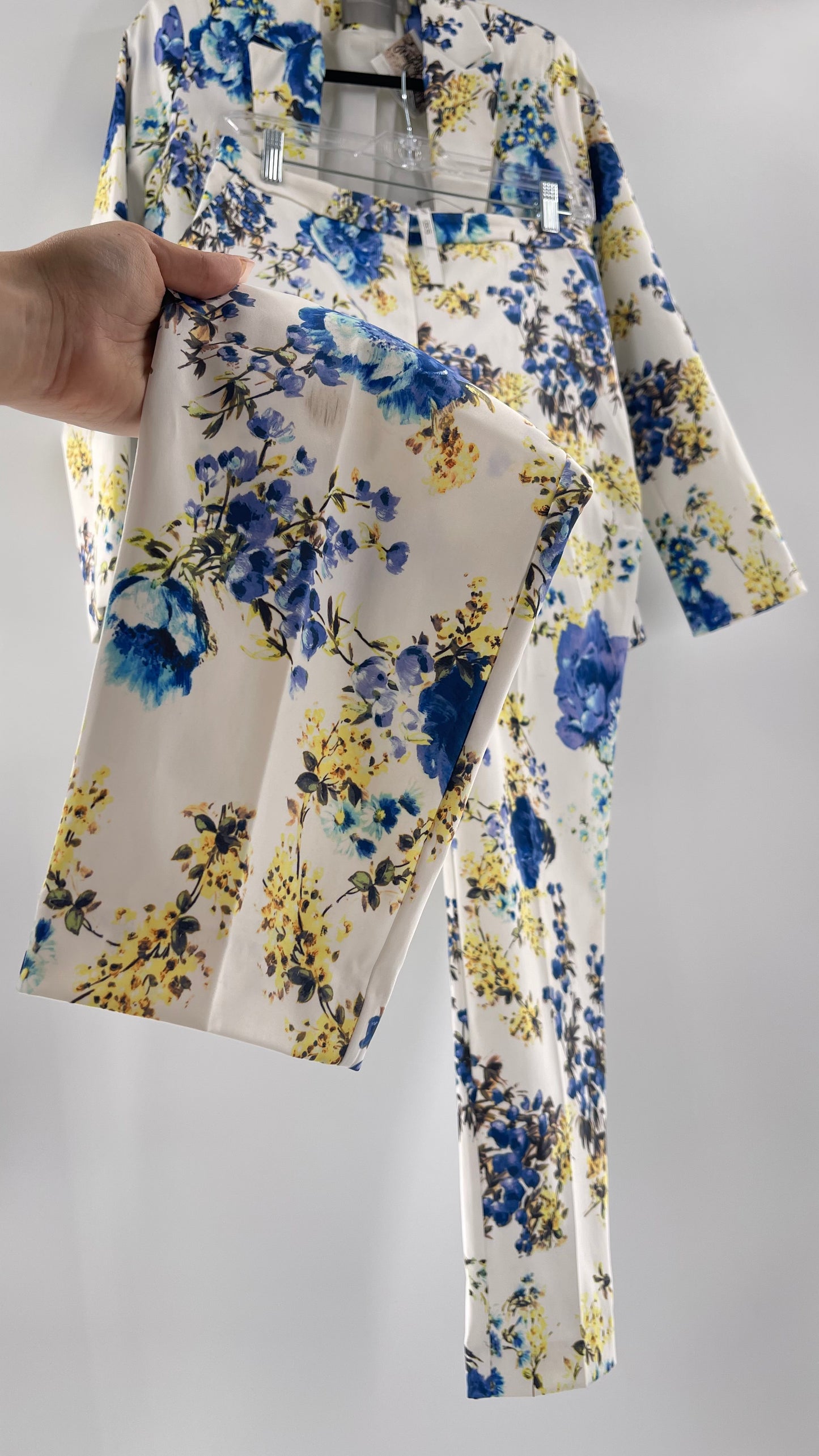 ASOS White Floral Blazer and Trouser Set (Size 4 blazer, Size 6 trouser)