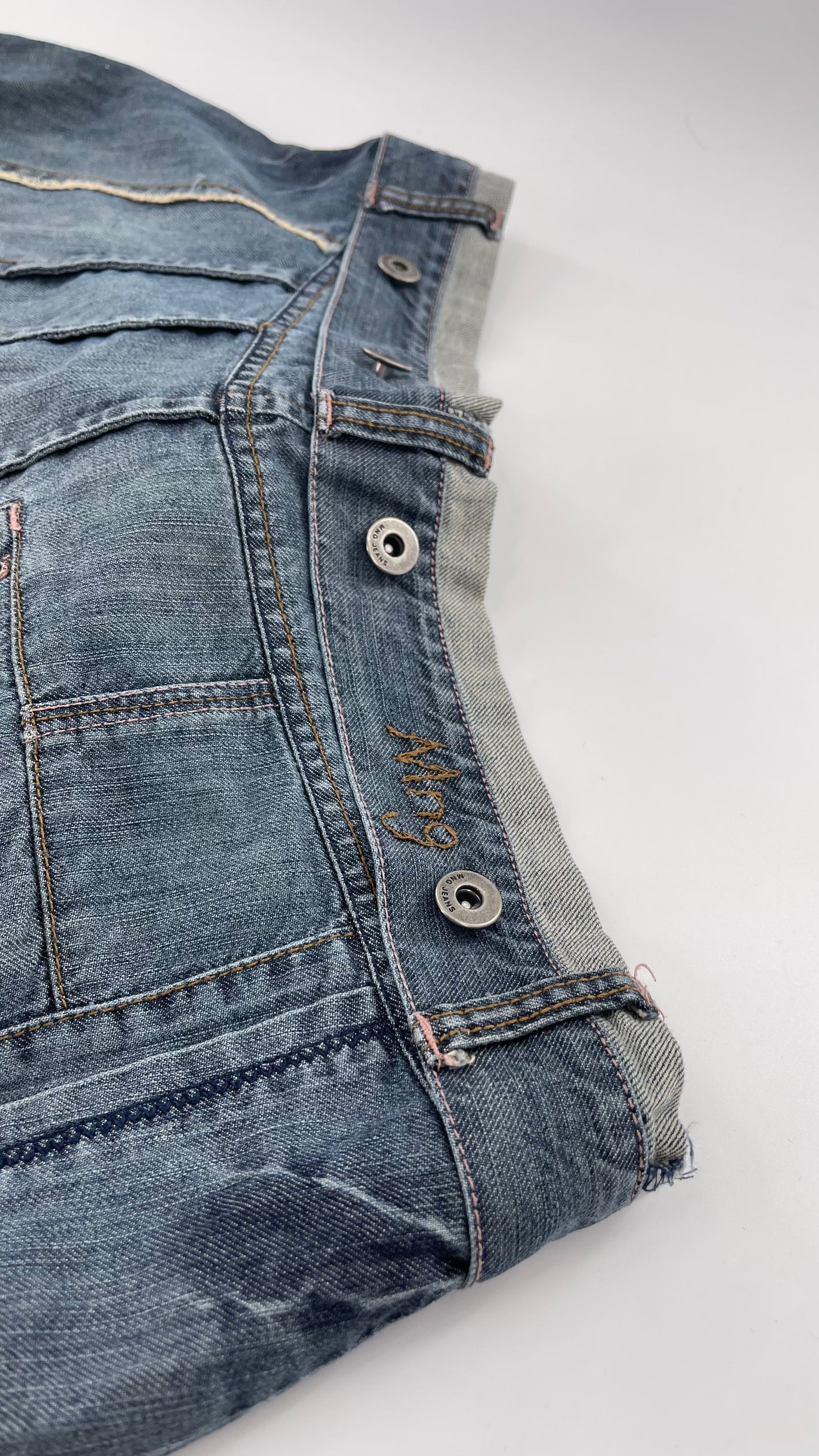 Vintage MNGjeans Pleated Bow Front Denim Skirt (12)