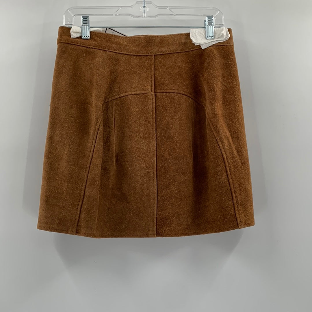 Free People 100% Brown Suede With Silver Metal Buttons Detail (Size L)