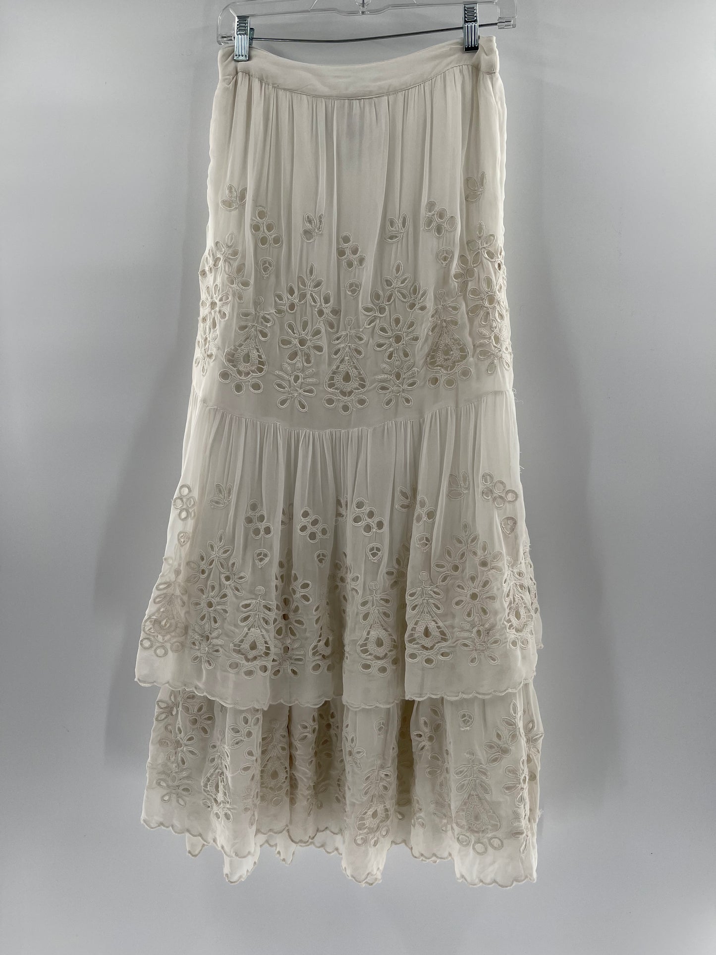 Free People Layered Eyelet Skirt (Size 4, UK 8)