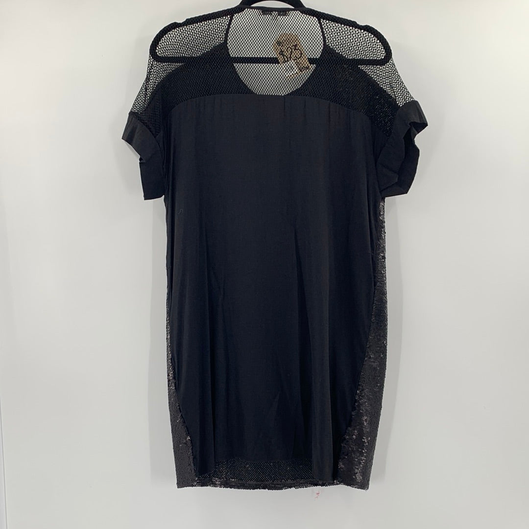Little White Lies Jemma Black Sequin Mini Dress With Mesh Back (Size S)