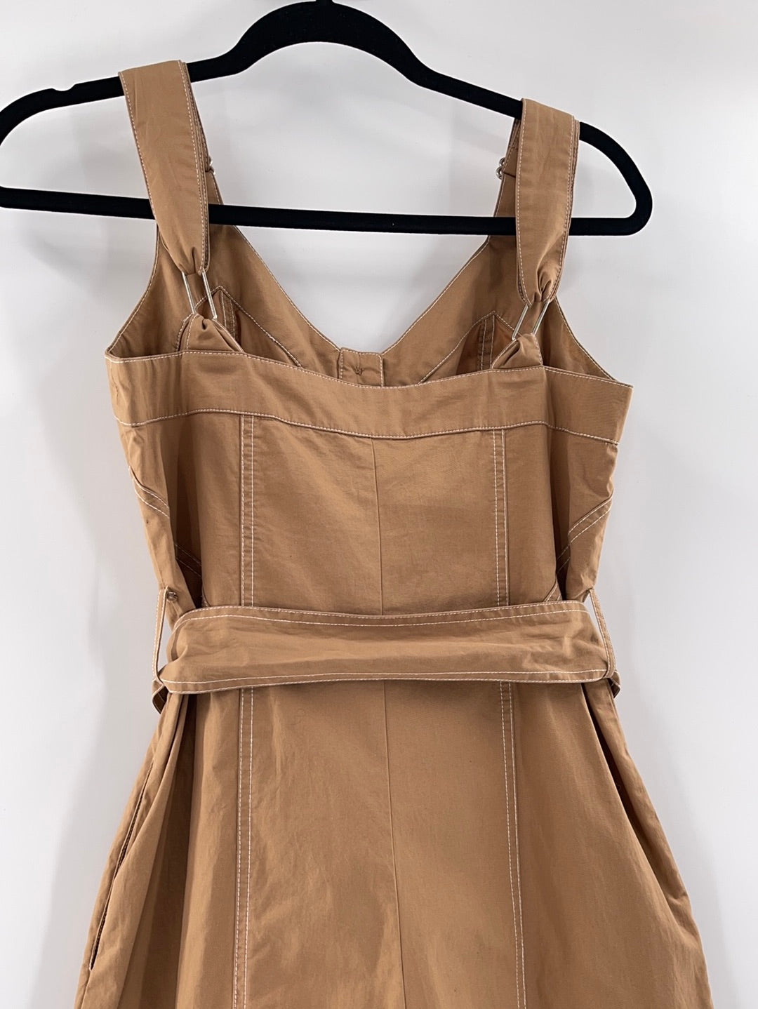 Current Air Anthropologie - Button Up Brown Adjustable Straps Jumpsuit (Size Small)